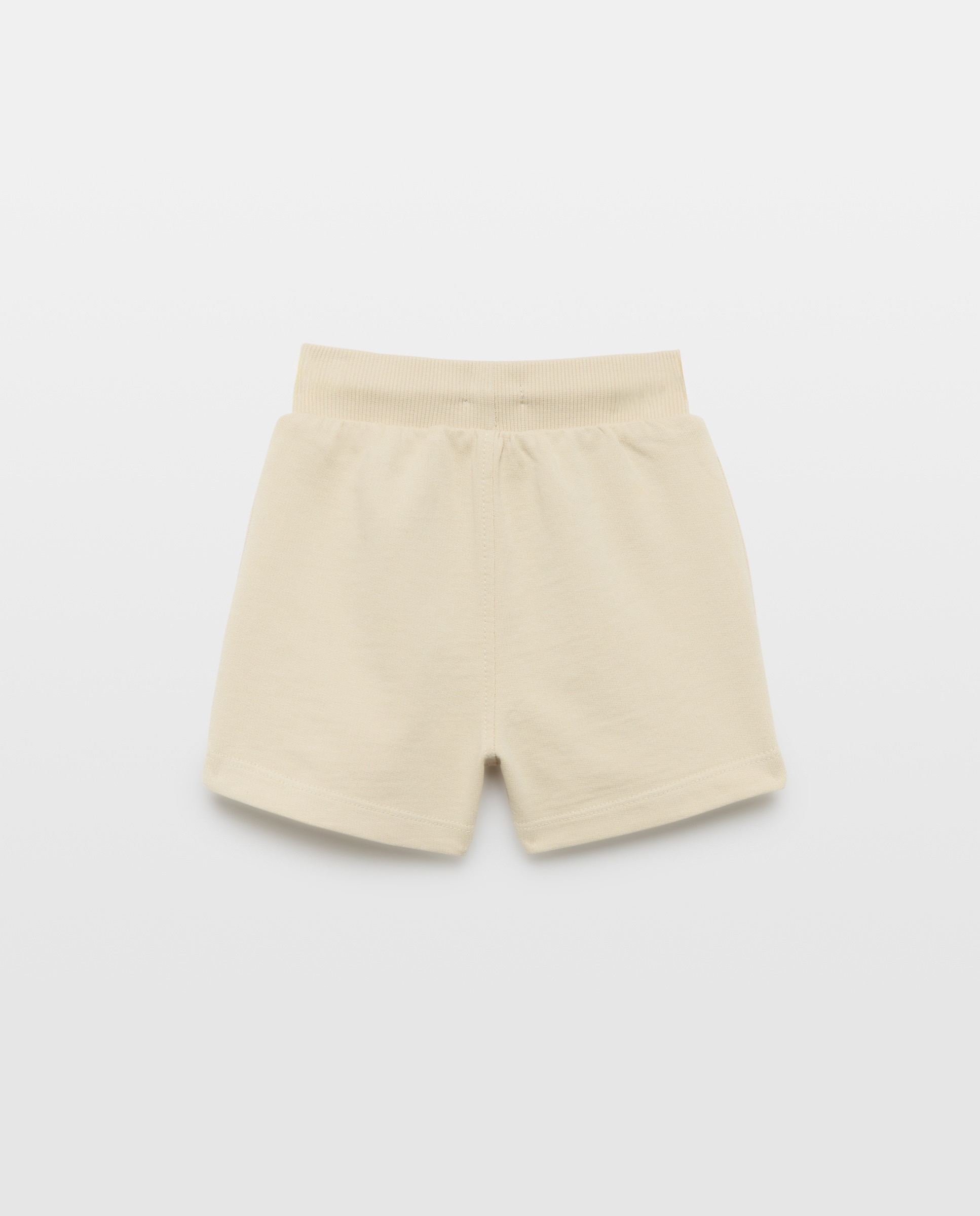 Bermuda de bebé felpa efecto lavado Beige-2