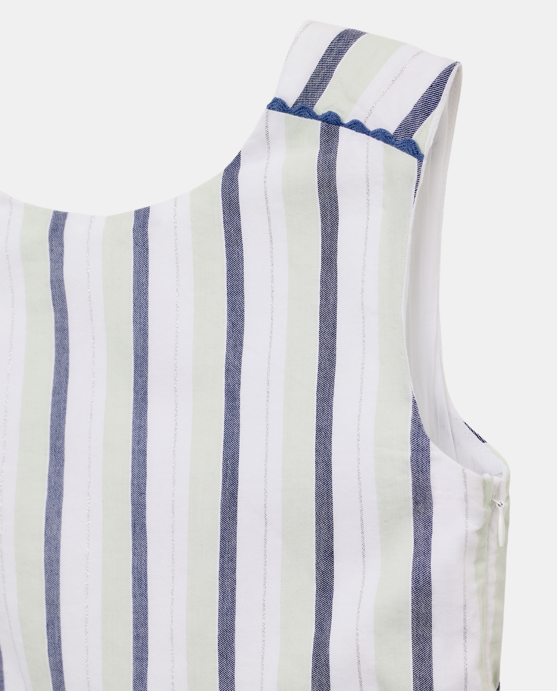 Vestido de Popelina com Costas em V Azul-6