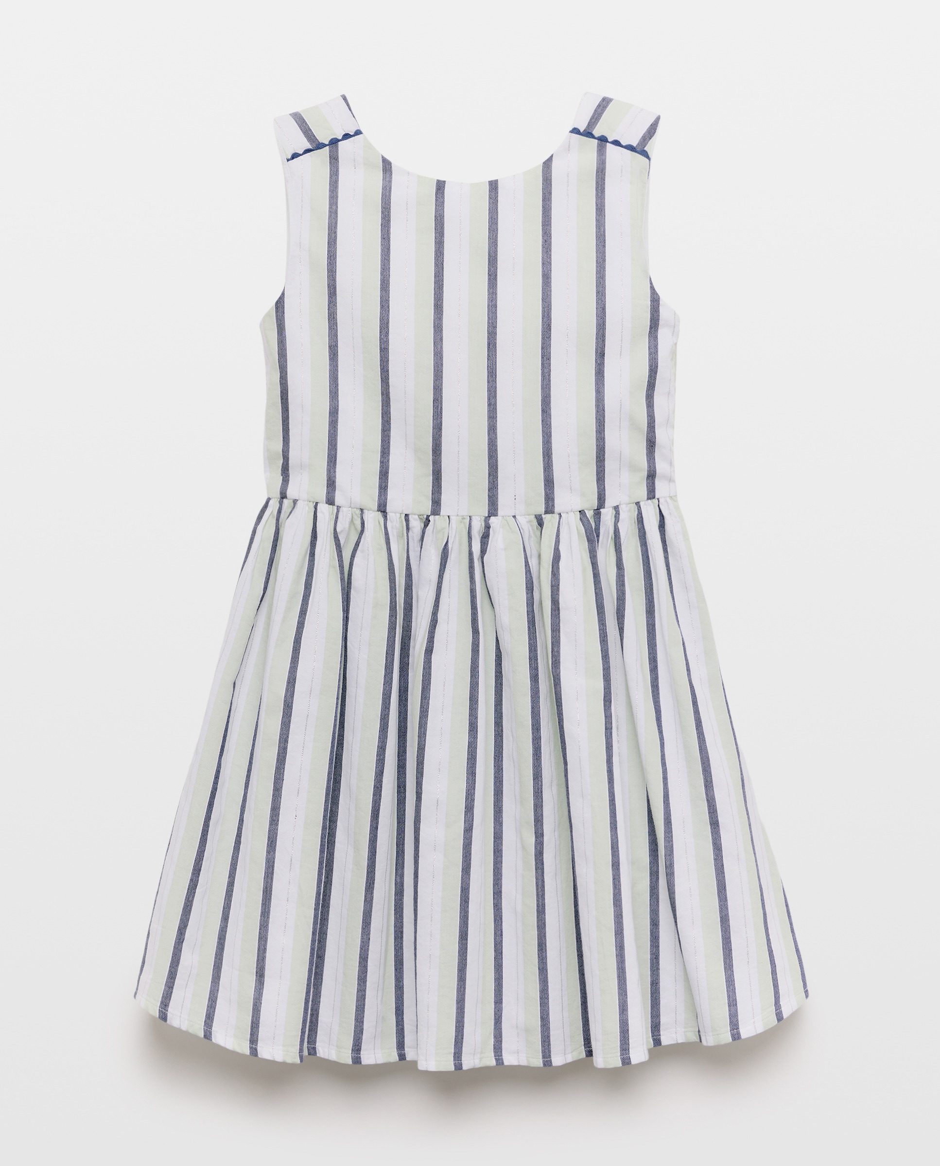 Vestido de Popelina com Costas em V Azul-5