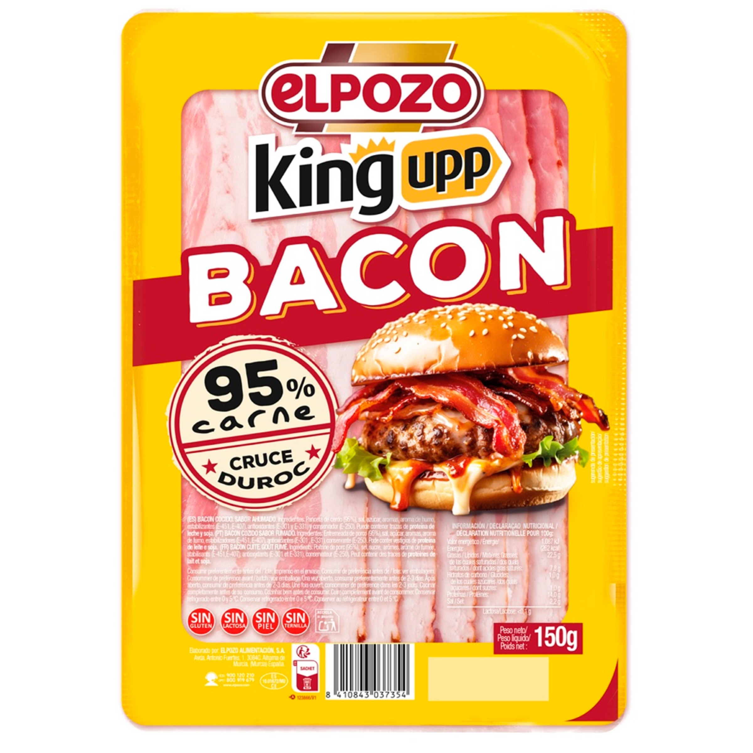 Bacon em Fatias sem Lactose e sem Glúten embalagem 150 g