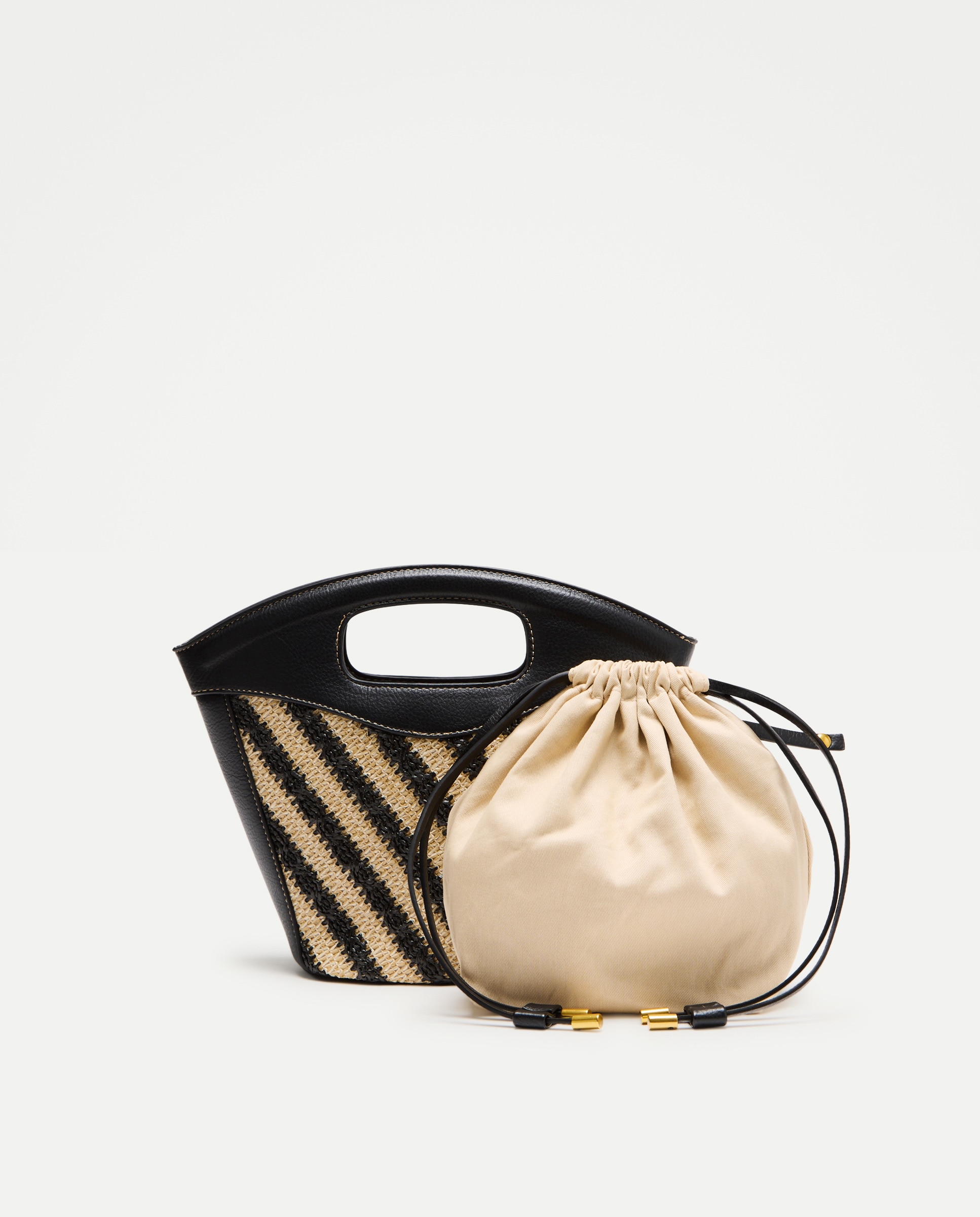 Mala Média com Efeito de Ráfia e Alça Preto-3