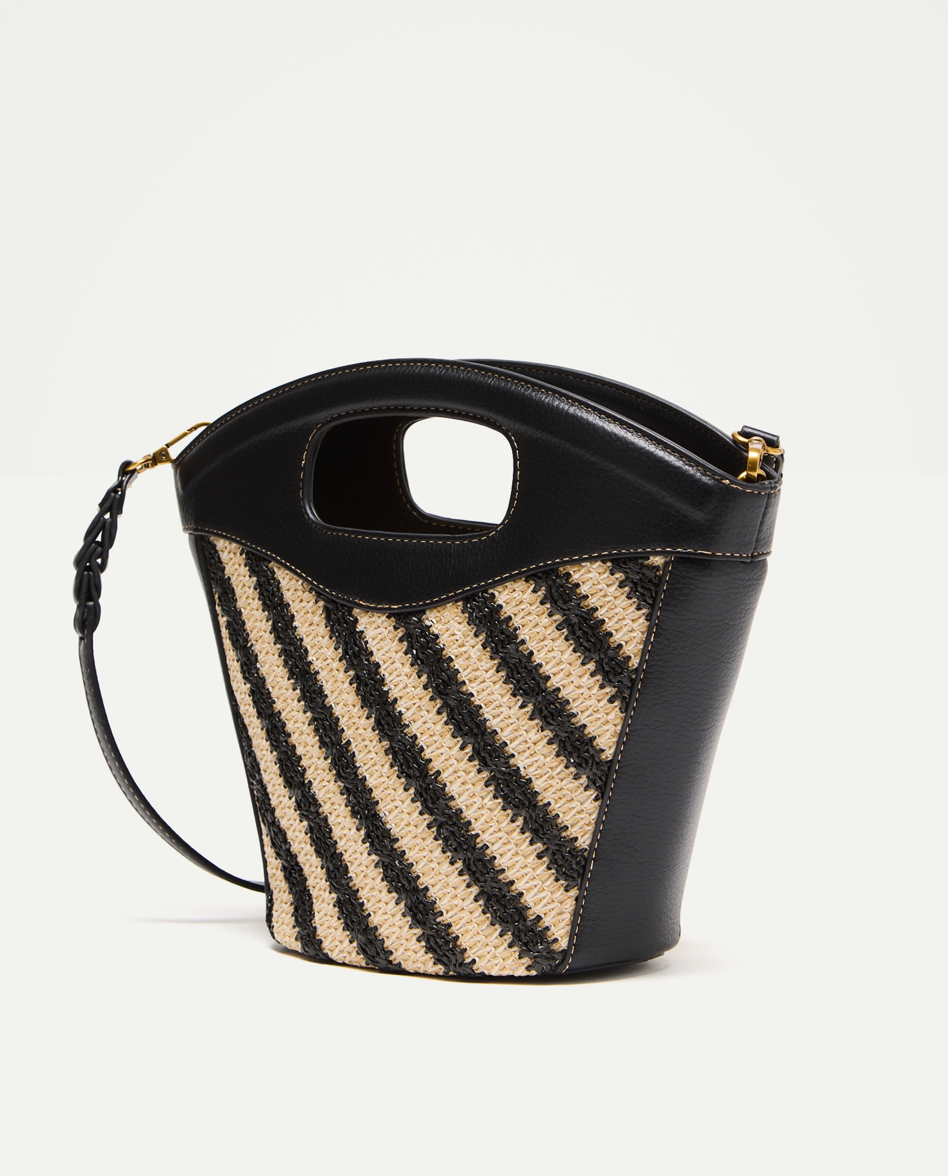 Mala Média com Efeito de Ráfia e Alça Preto-2