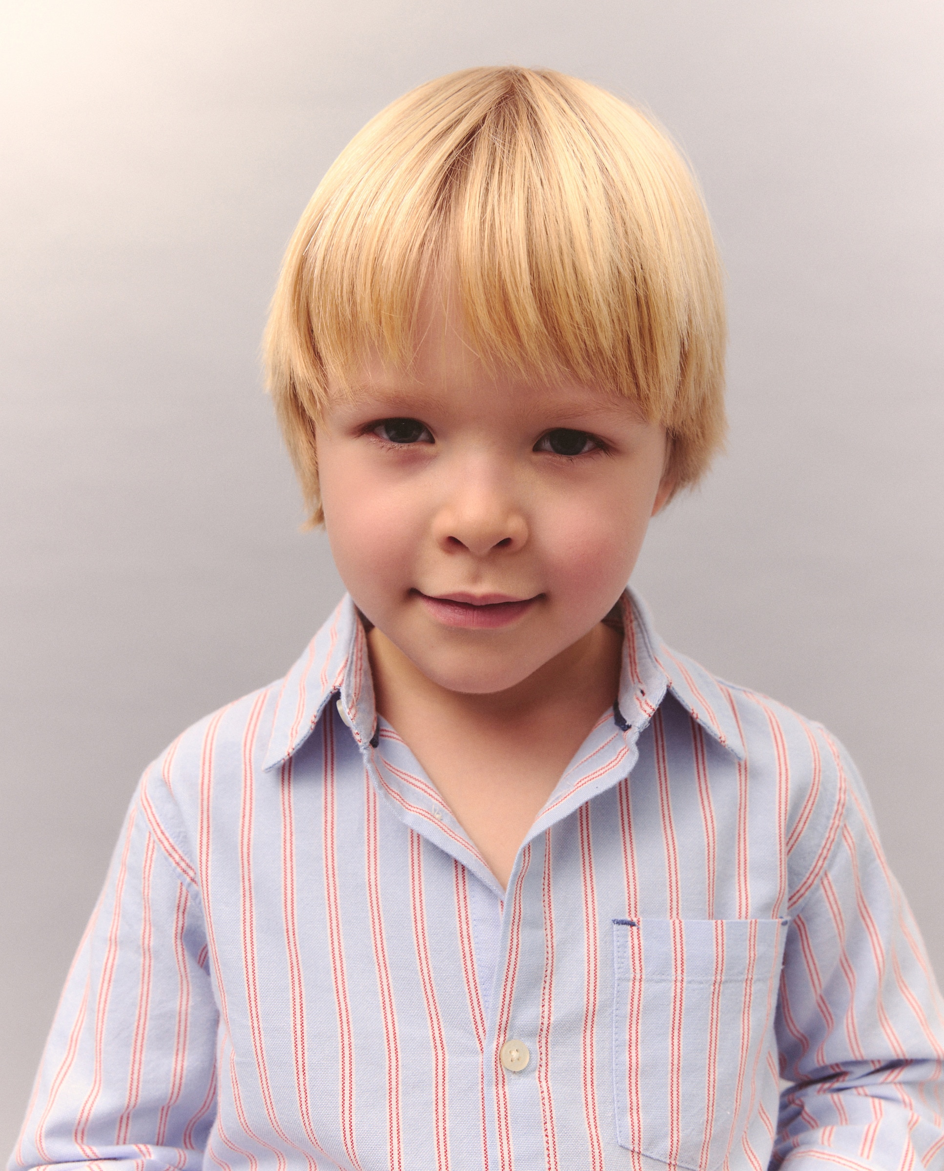 Camisa Oxford com Manga Comprida e Risca Azul-4