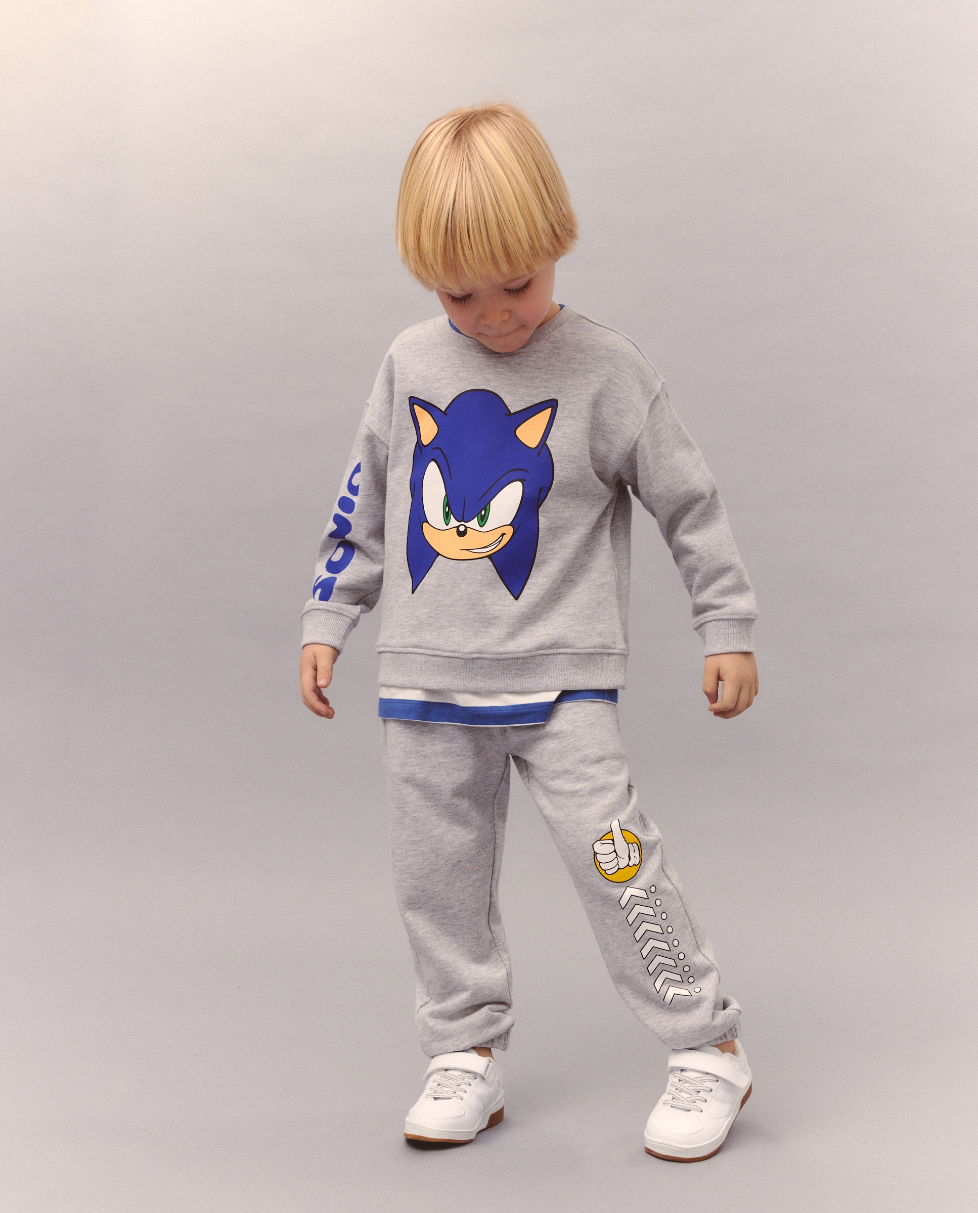 Conjunto Comprido de 2 Peças com Estampado Sonic Kids El Corte Inglés Cinzento-2