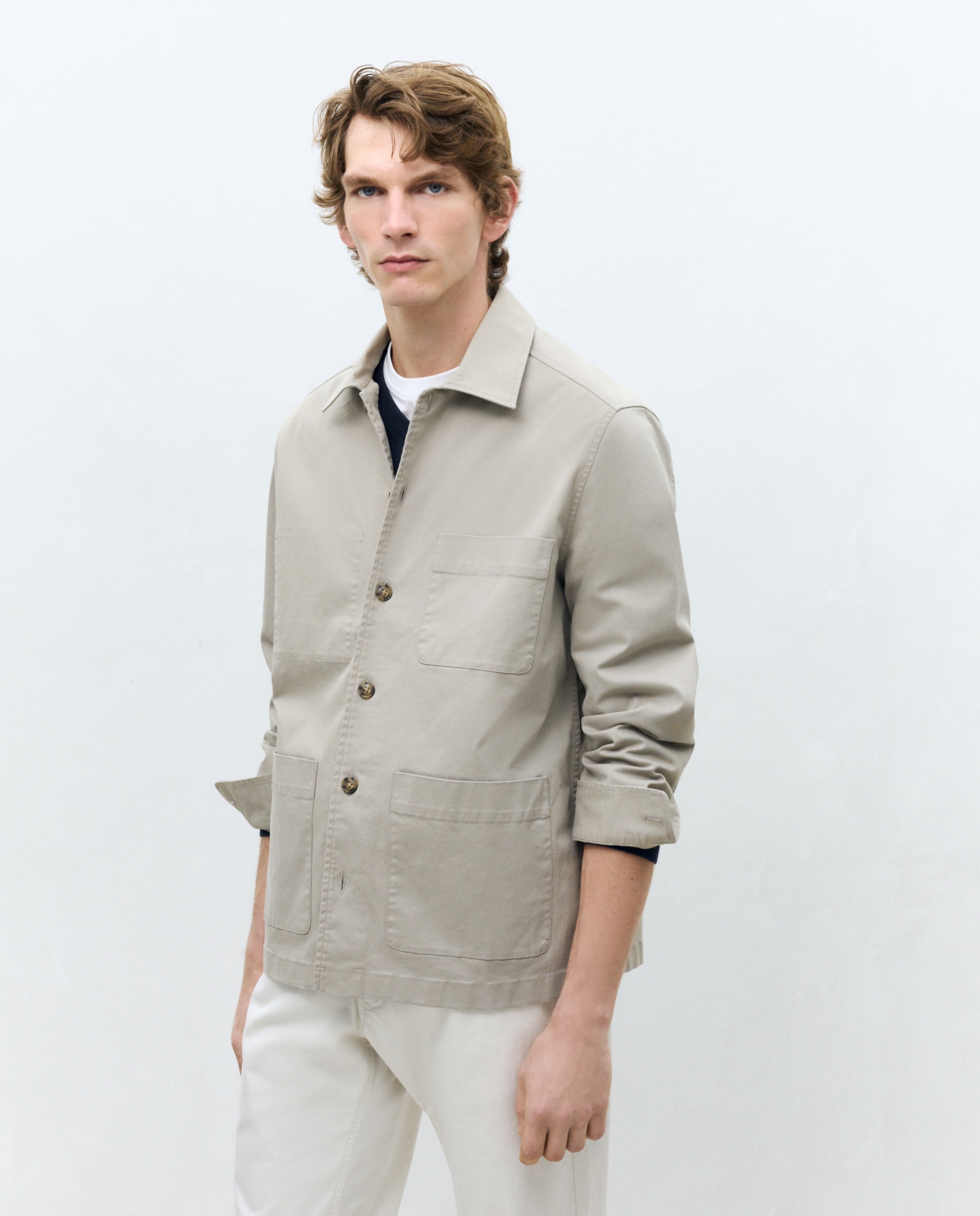 Imagem 0 de Sobrecamisa de Algodão com Lavagem e Bolsos