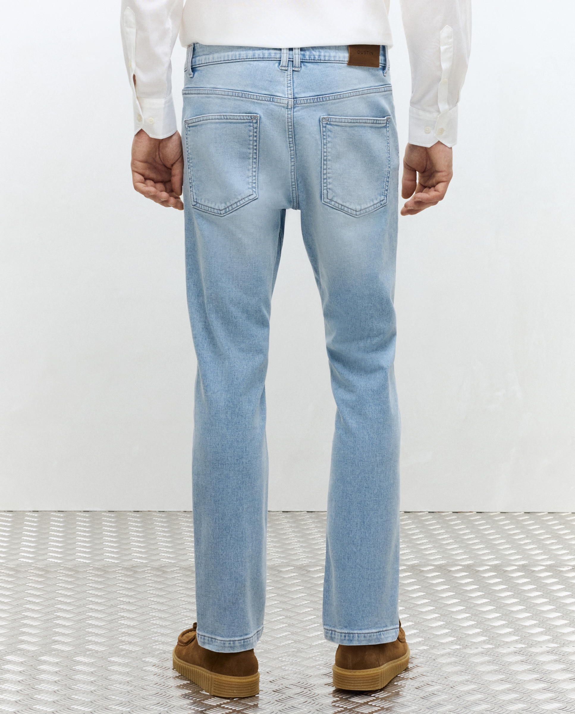 Jeans de Cinto Bolsos de Malha. Azul-marinho-3