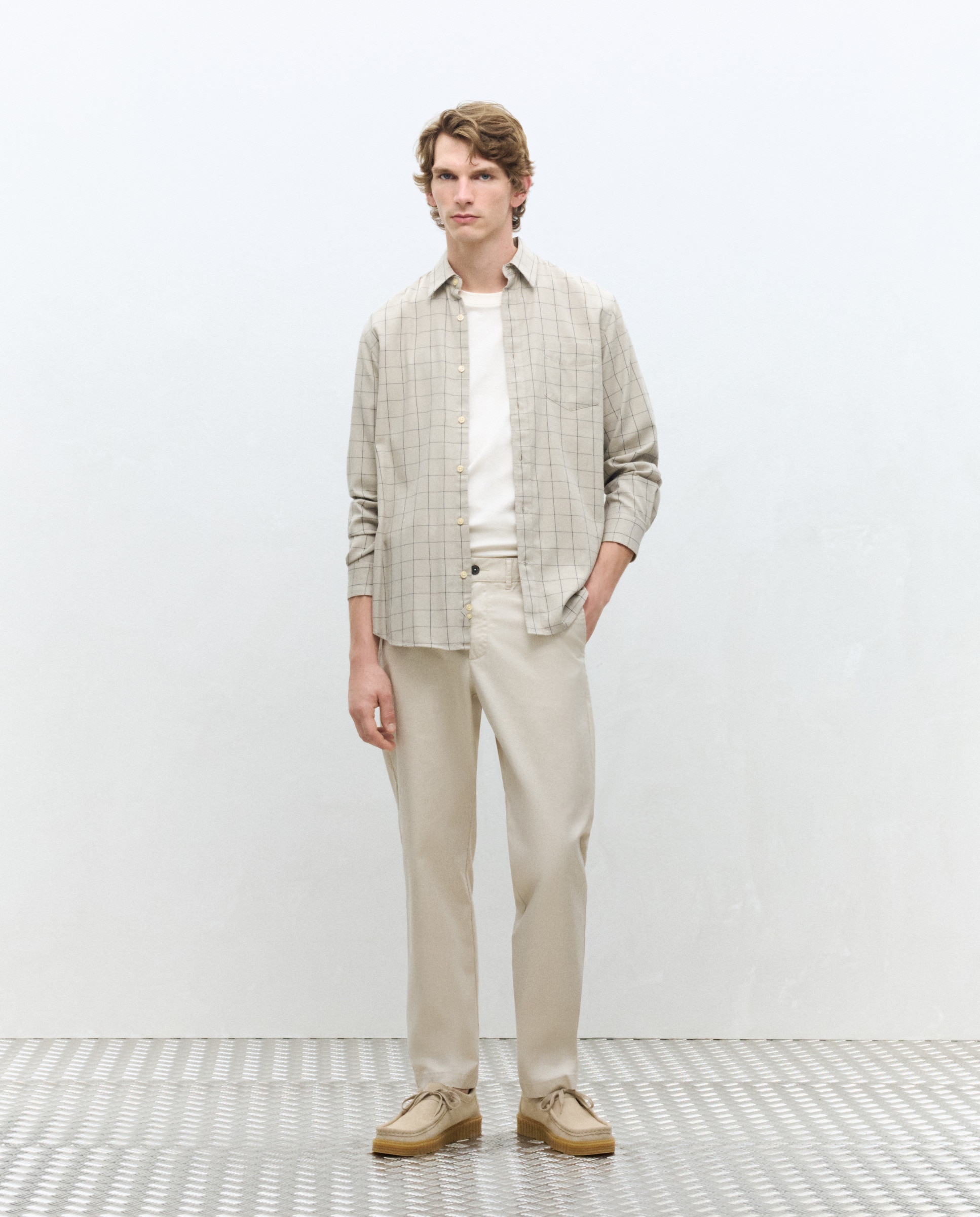 Calças Desportivas Regular com Cós Extensível Bege-1