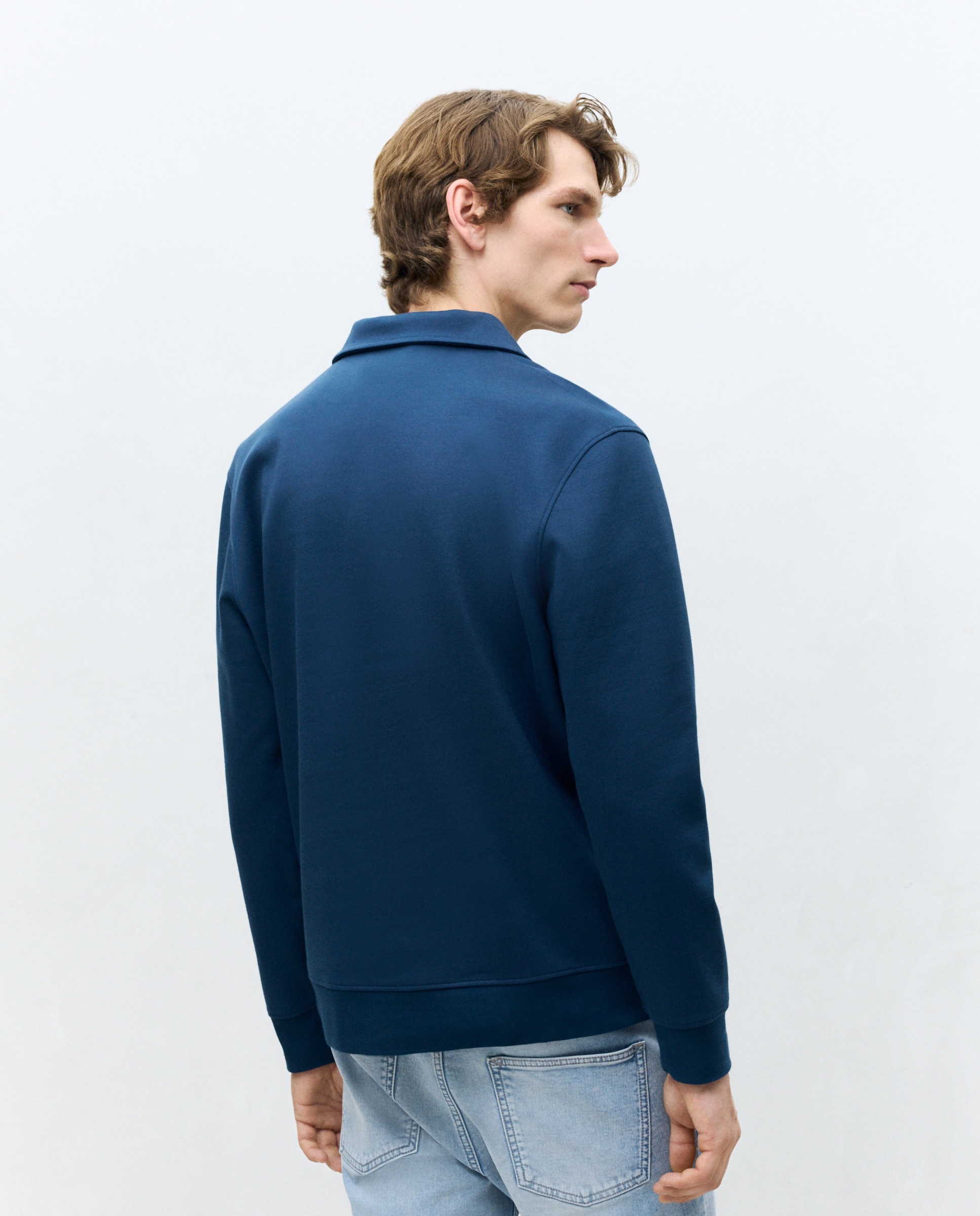 Sweatshirt com Colarinho de Polo Azul-marinho-4