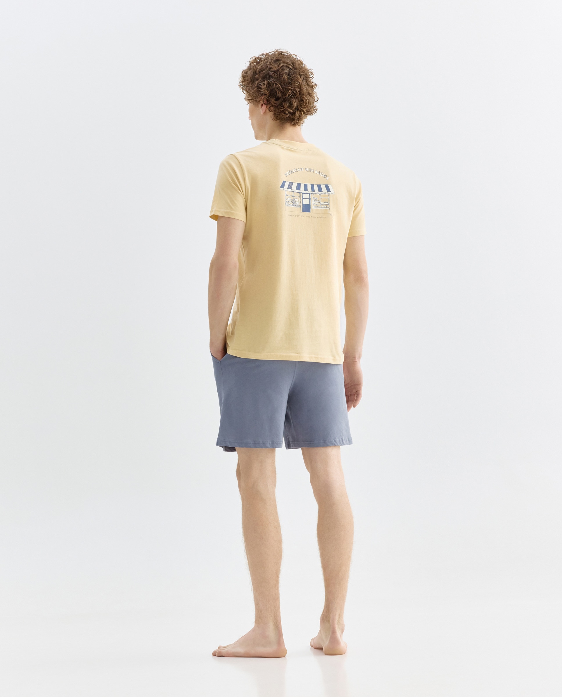 Pijama punto hombre corto 310 Amarillo claro-2