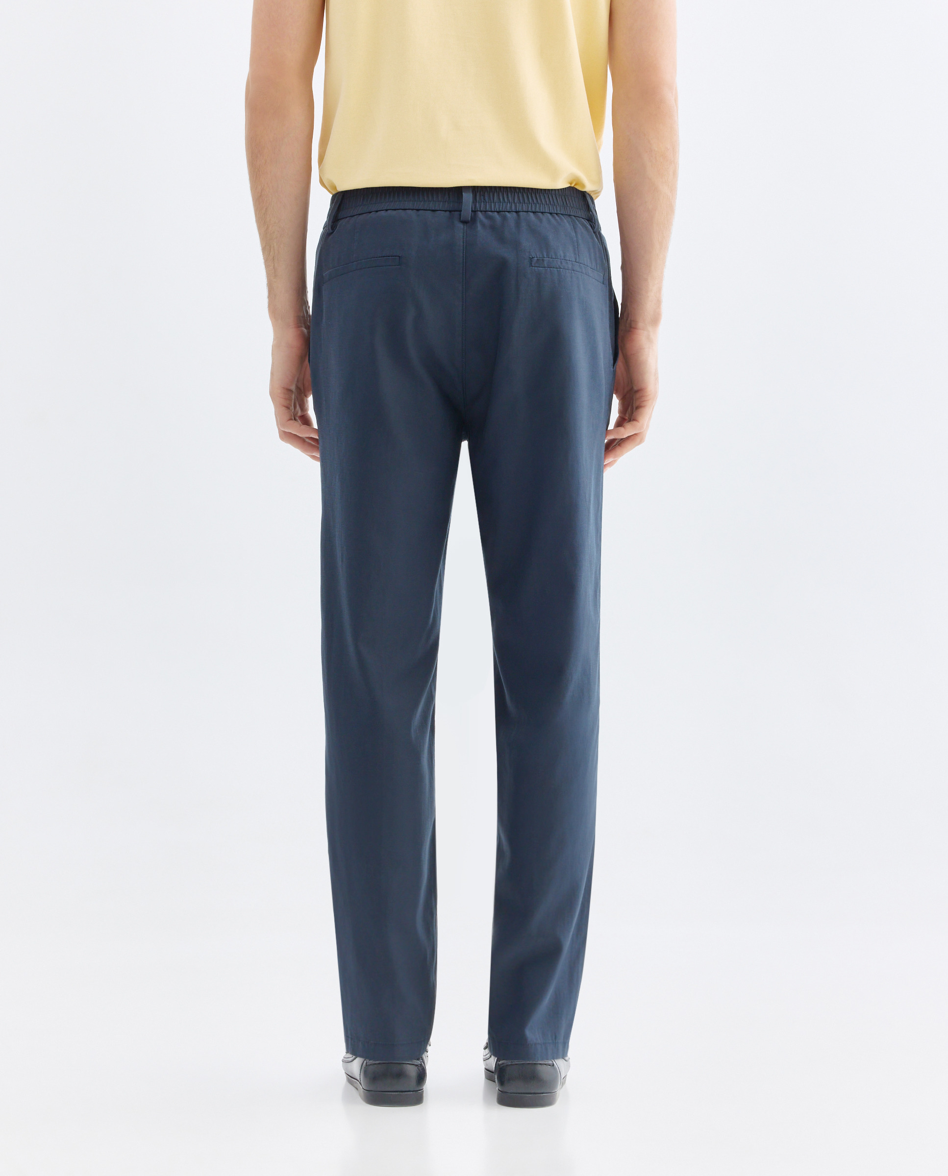 Pantalón hombre chino gomas con lino 471 Índigo-3