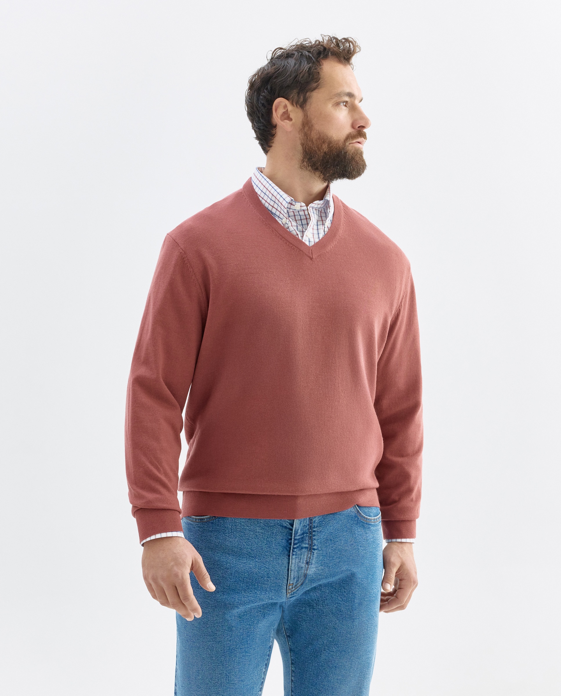 Imagem 0 de Camisola de Malha Lisa com Gola em Bico Tamanhos Grandes