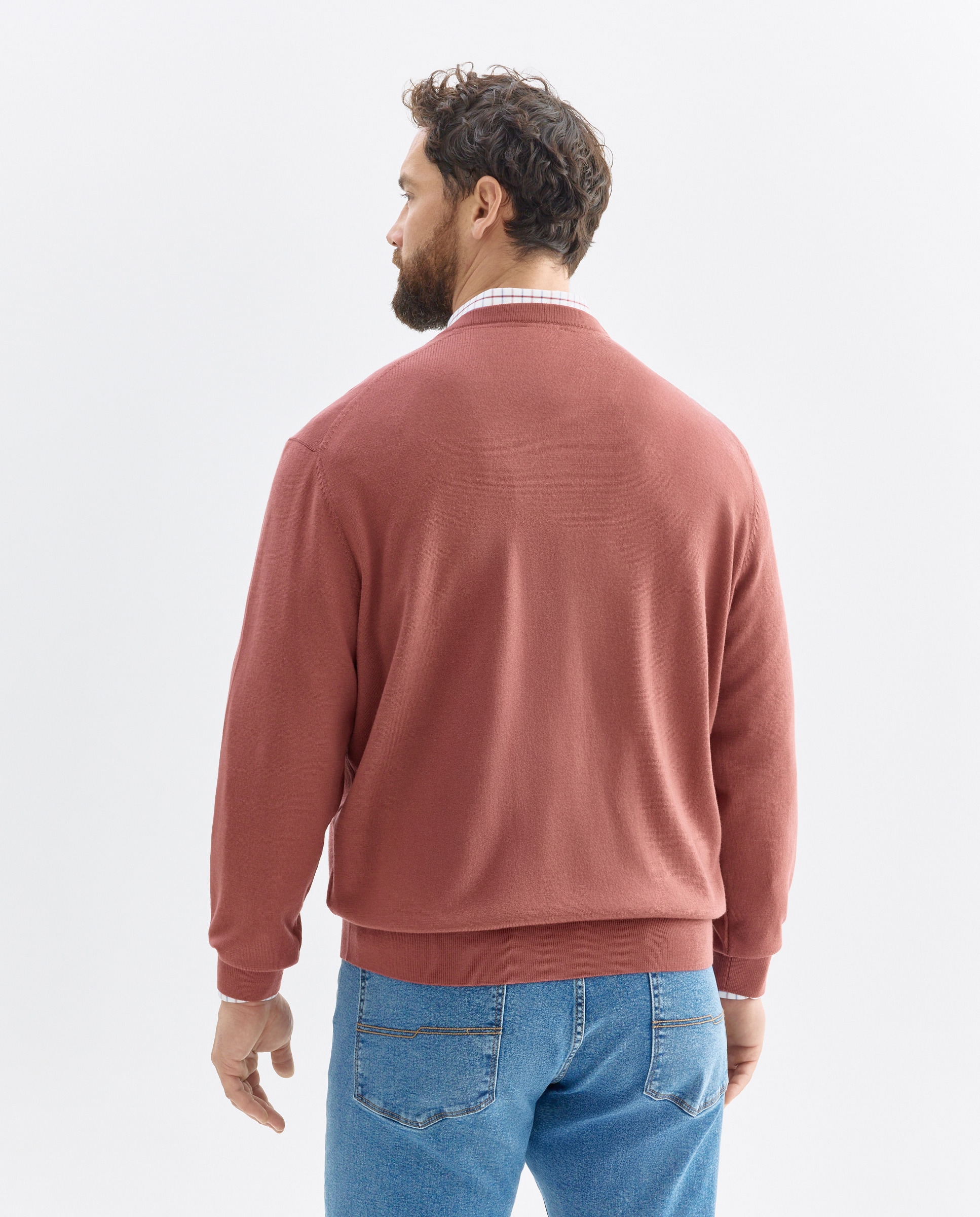 Camisola de Malha Lisa com Gola em Bico Tamanhos Grandes Rosa-3