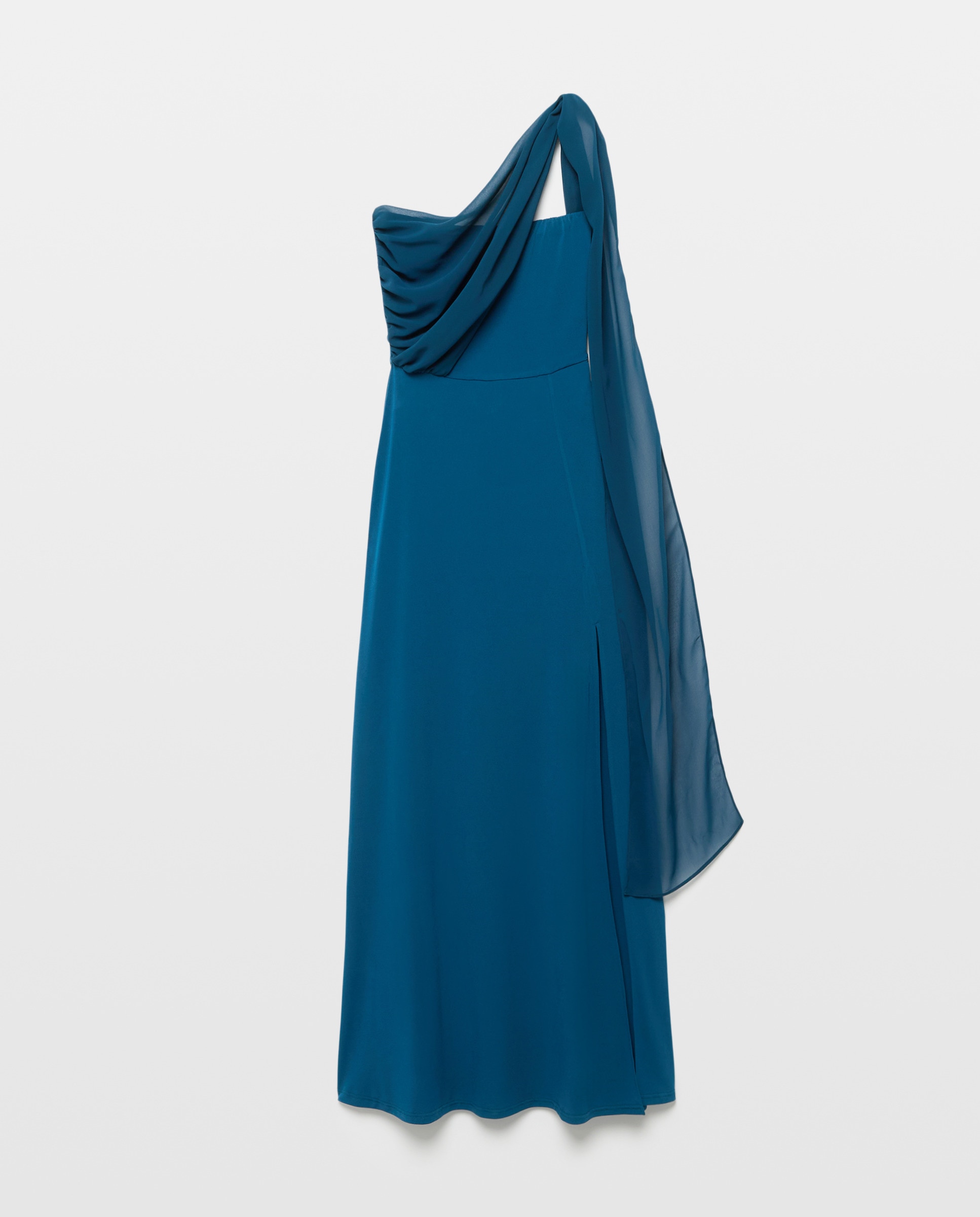 Vestido com Écharpe de Chiffon Verde Pato-5
