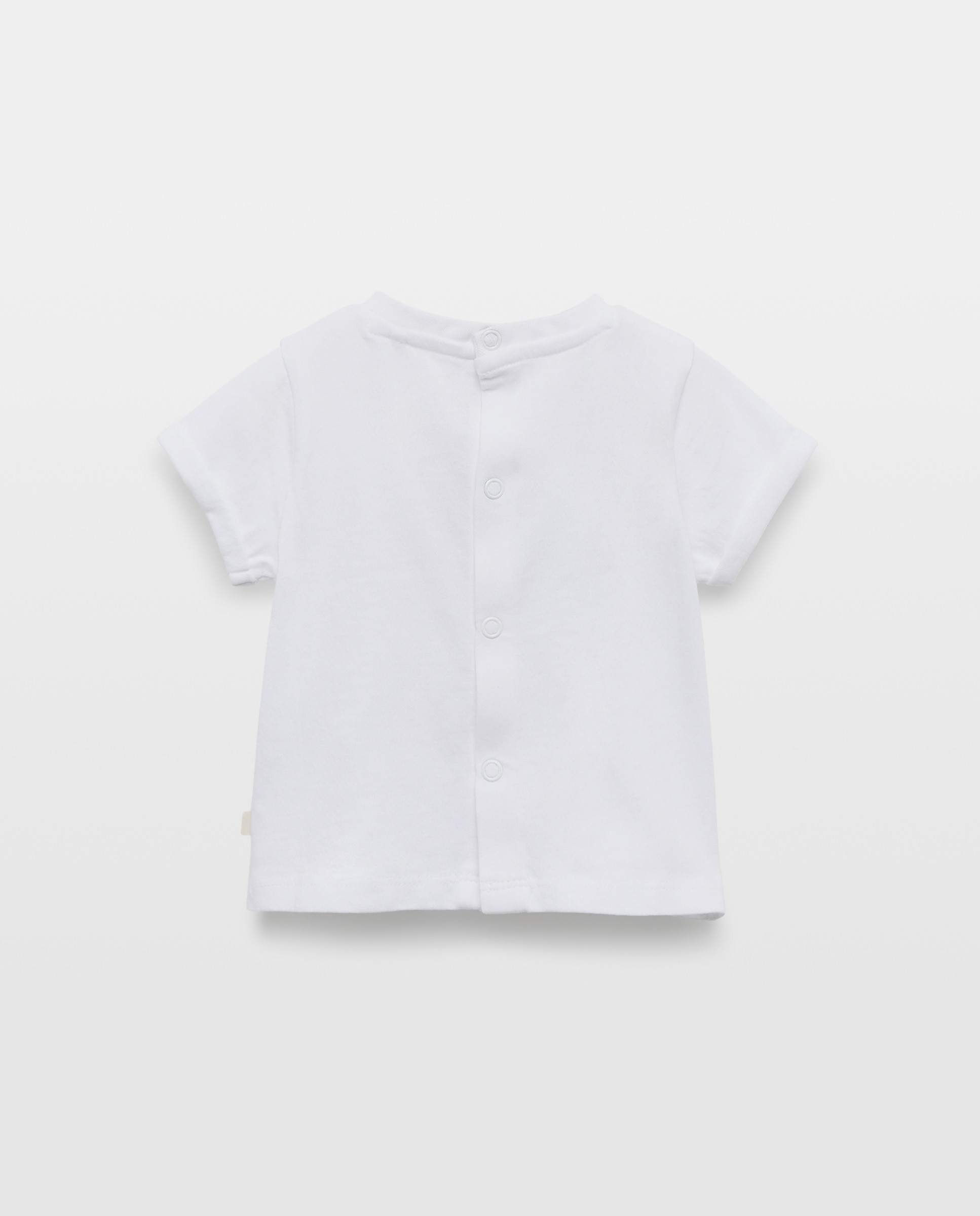 T-shirt de Manga Curta de Bebé com Decote Redondo e Folhos Branco-2