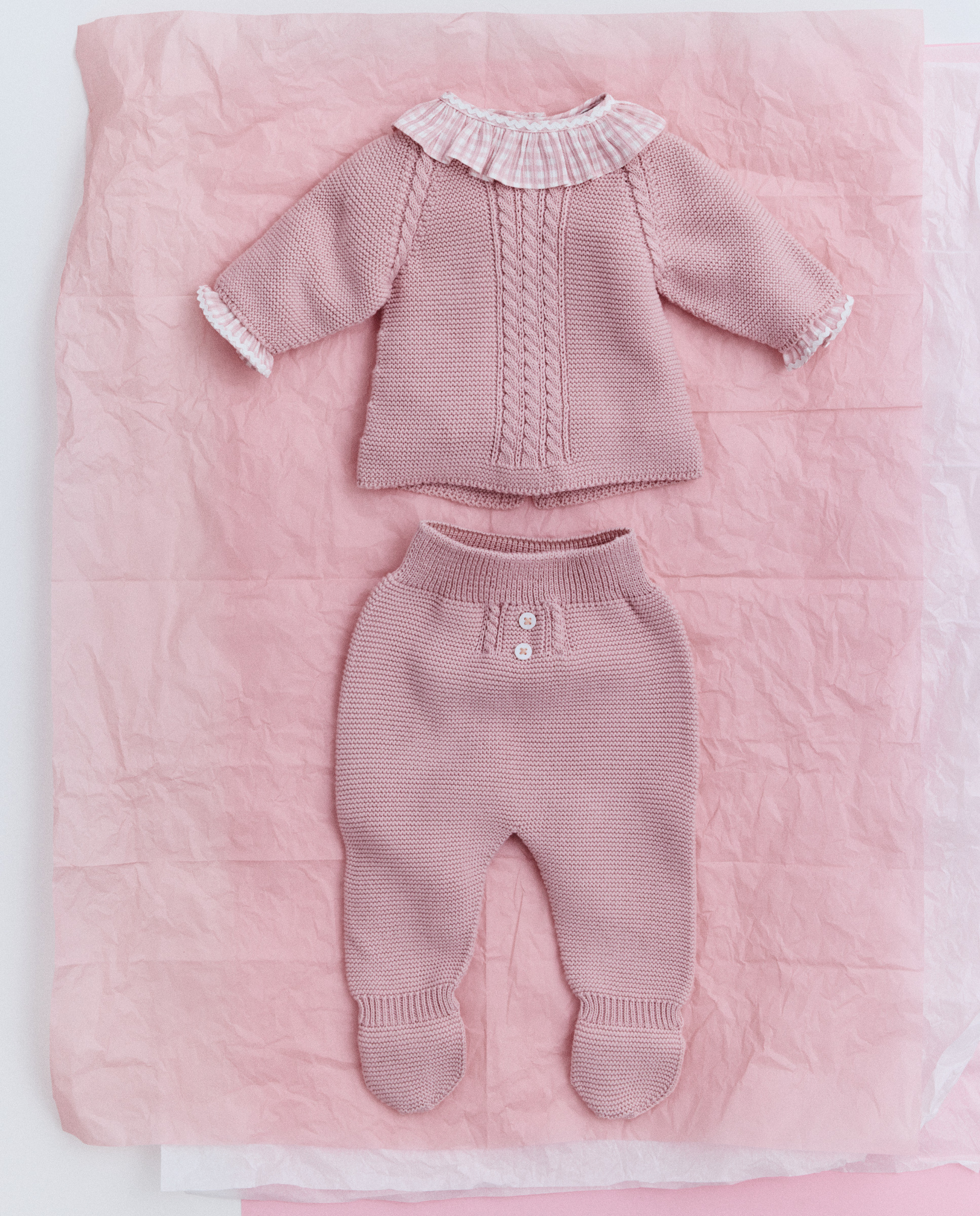 Camisa Plana Vicky de Bebé com Gola e Manga Comprida Rosa-4