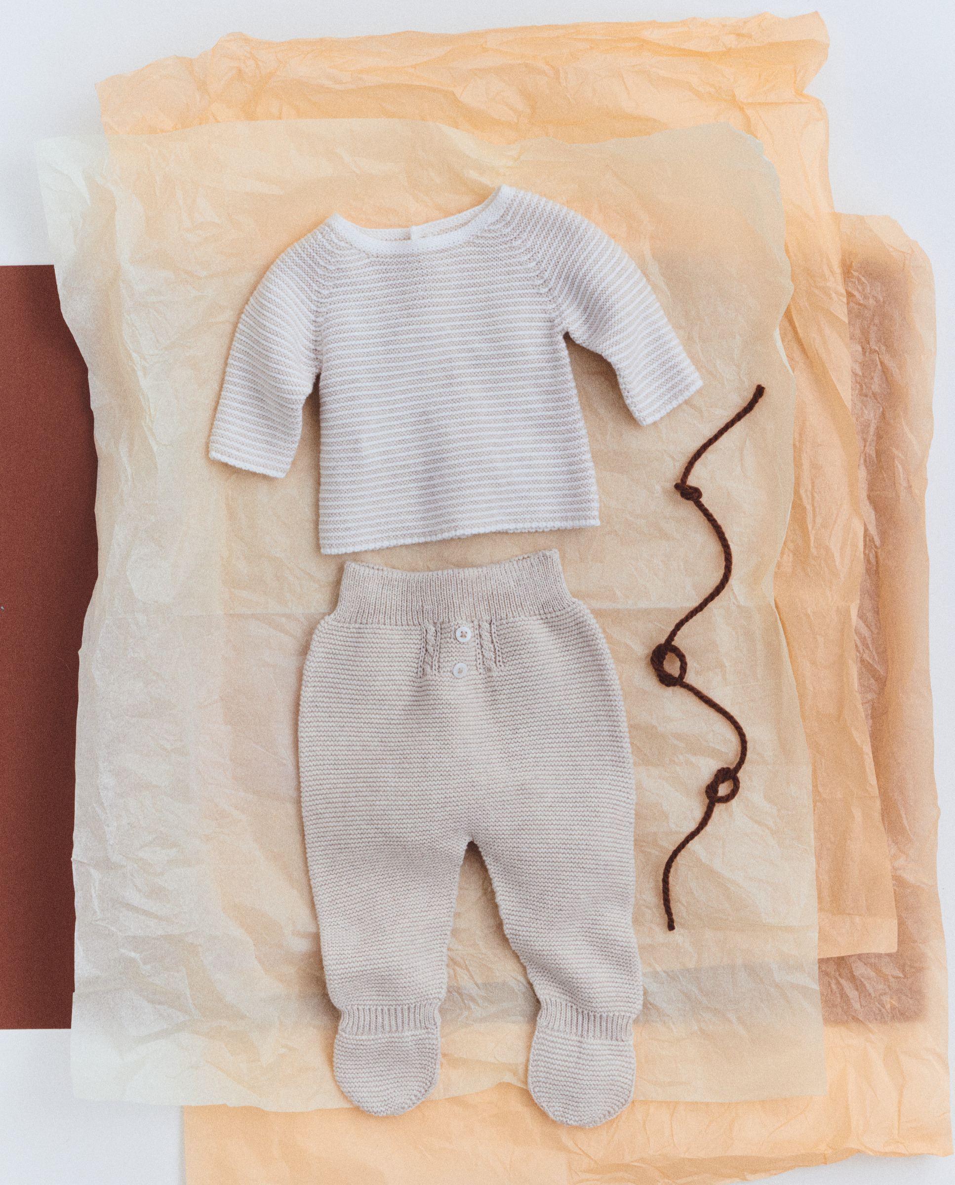 Camisola de Malha de Tricot às Riscas com Gola Redonda de Bebé Torrado-4