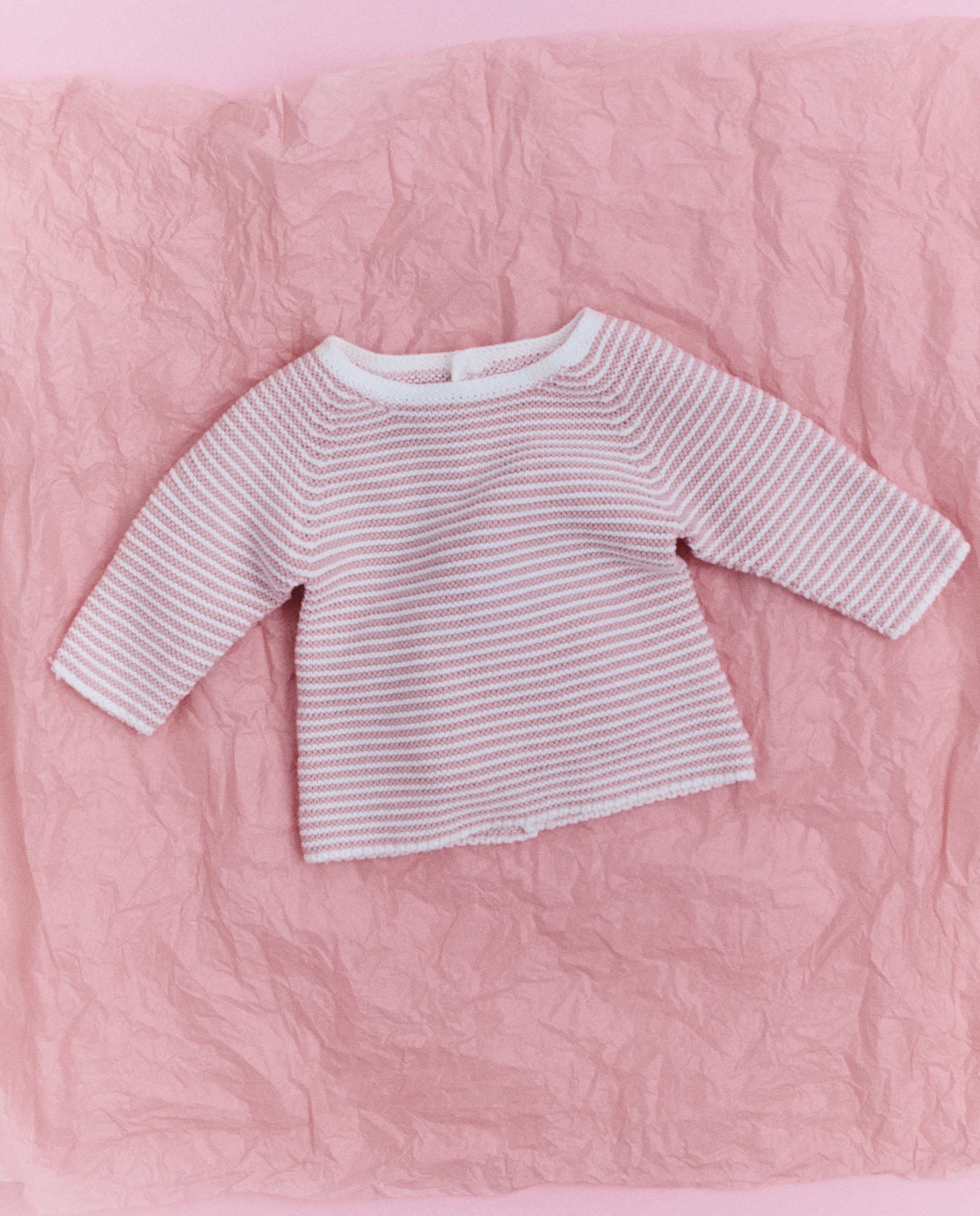 Camisola de Malha de Tricot às Riscas com Gola Redonda de Bebé Coconut El Corte Inglés 200 Rosa-4