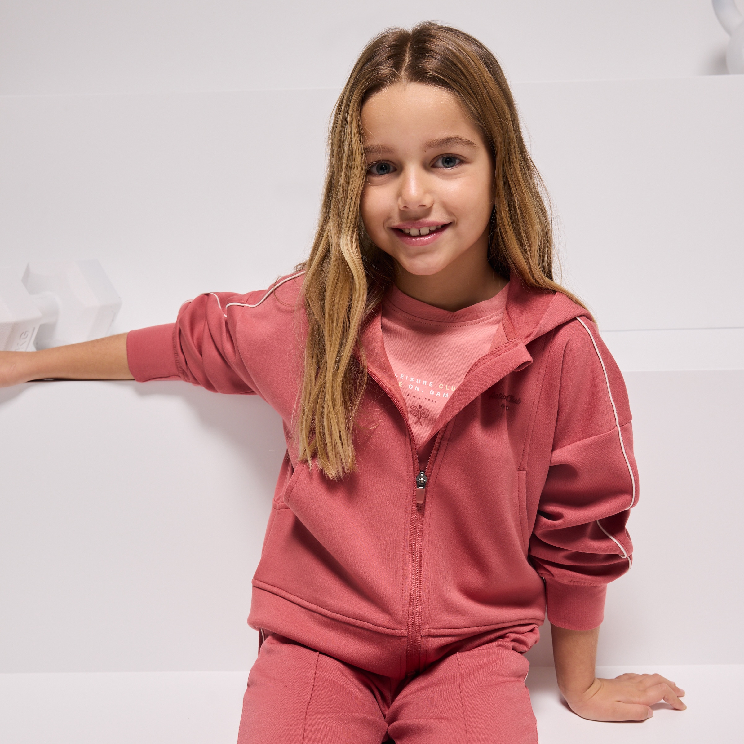 Sweatshirt com Capuz de Modal Sportcasual de Menina Terracota-1