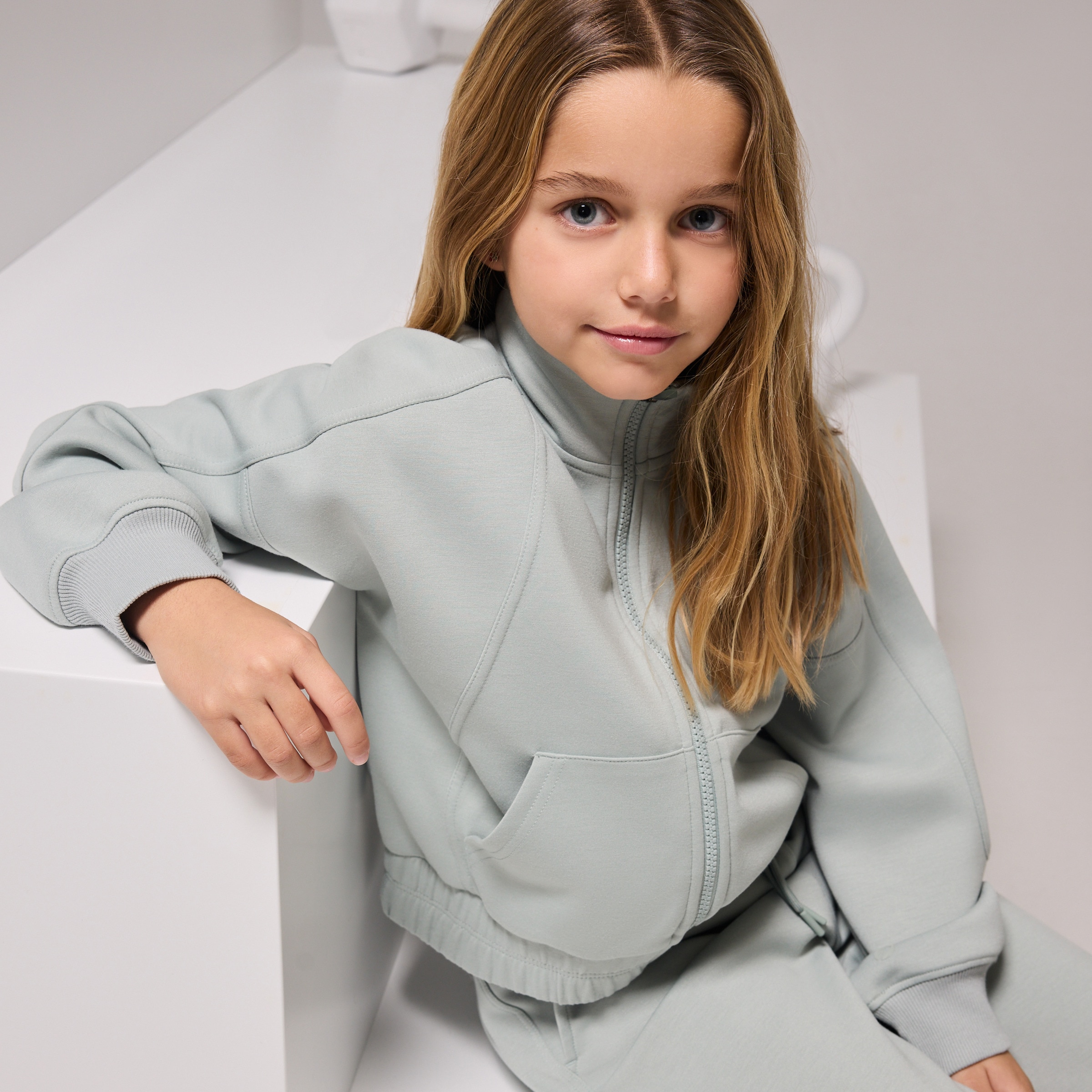 Sweatshirt Aberta de Viscose Sportcasual de Menina Kiwi-1