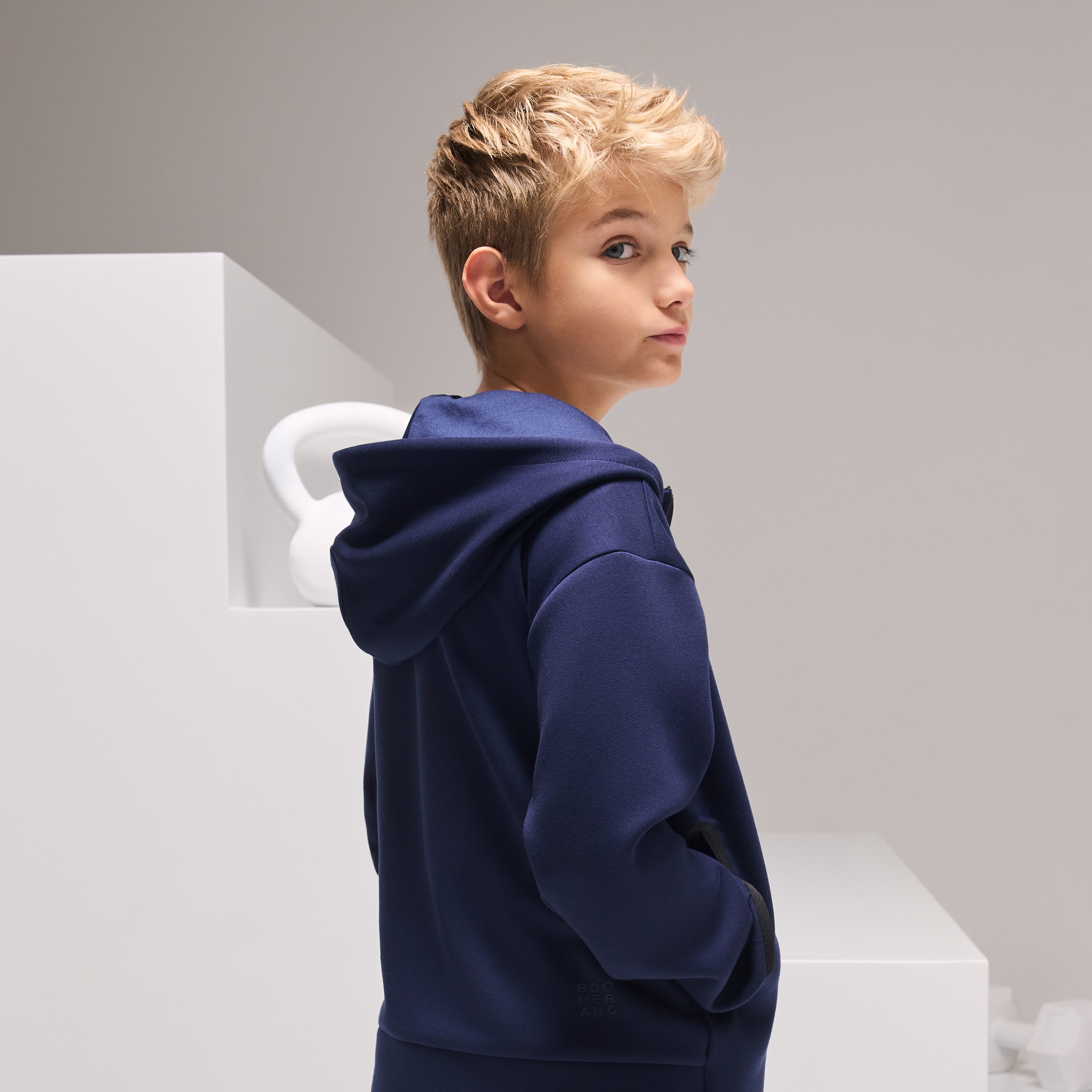 Sweatshirt Aberta com Capuz de Viscose Sportcasual de Menino Azul-marinho-3