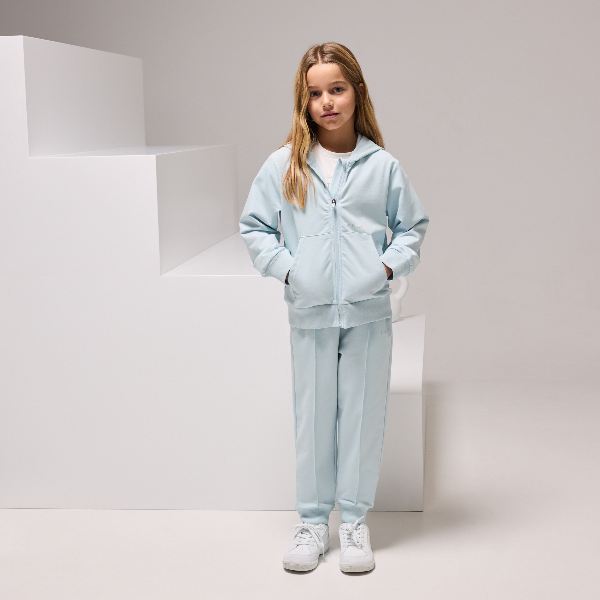 Sweatshirt Aberta com Capuz Sportcasual de Menina Verde Água-2