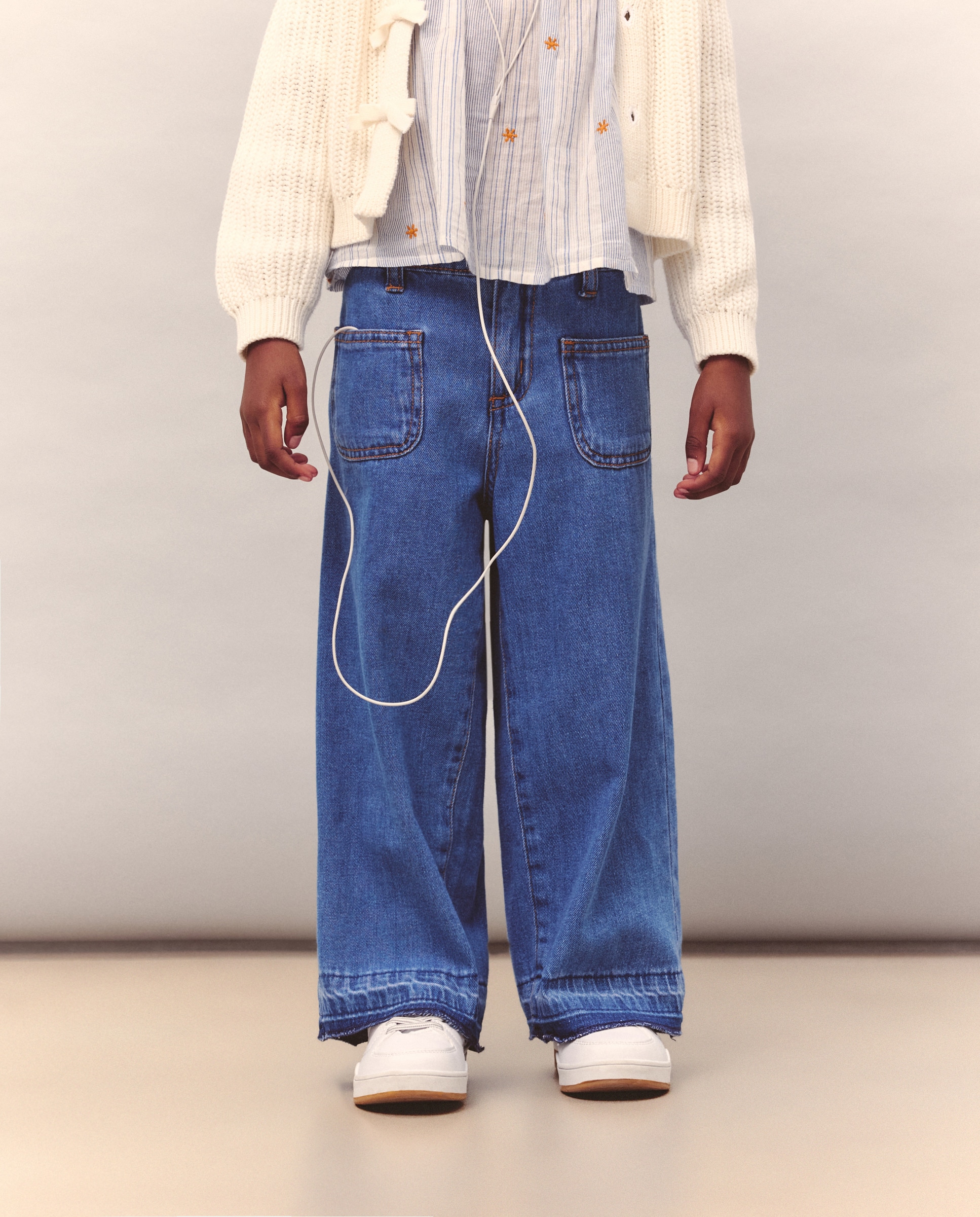 Jeans de Cintura Baixa sem Costuras Azul pálido-2