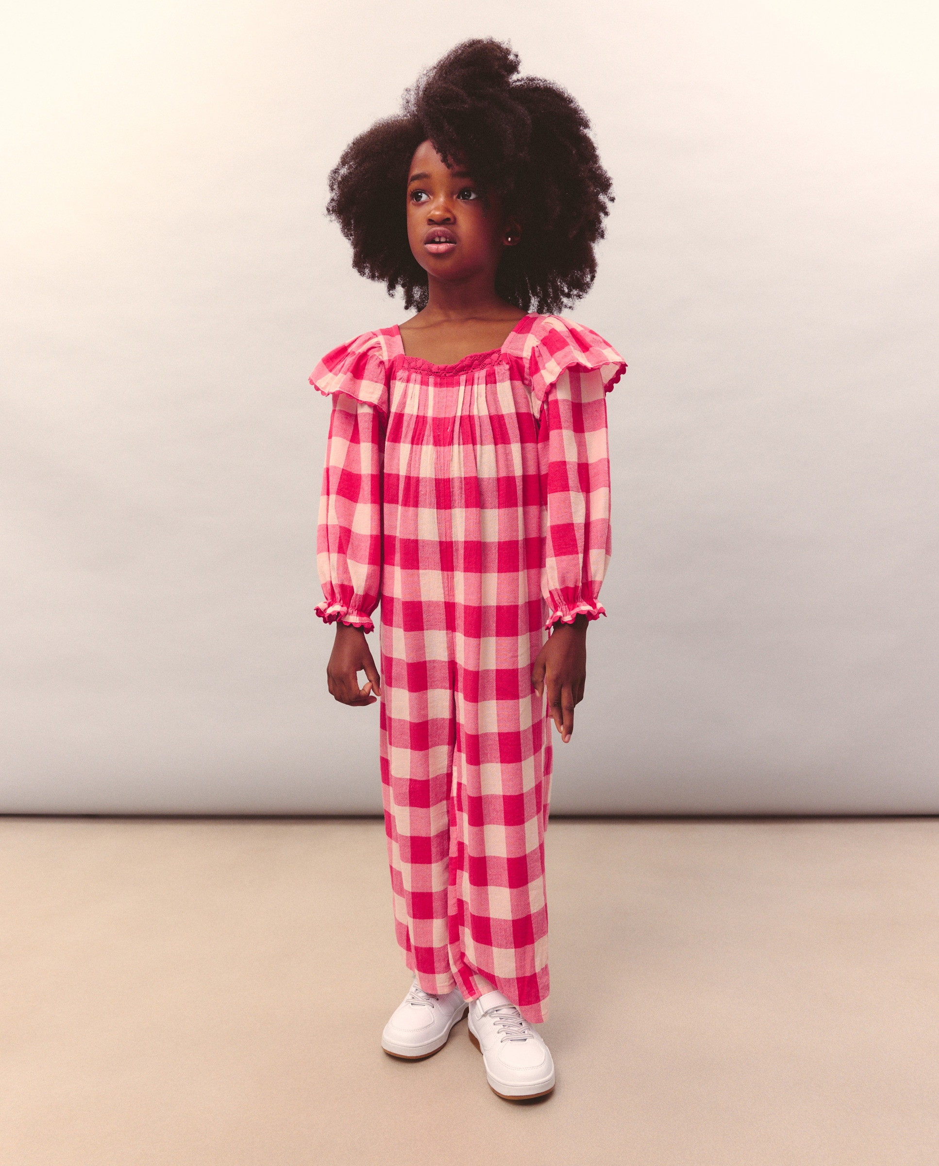 Imagem 0 de Macacão Comprido de Manga Curta com Vichy de Fantasia