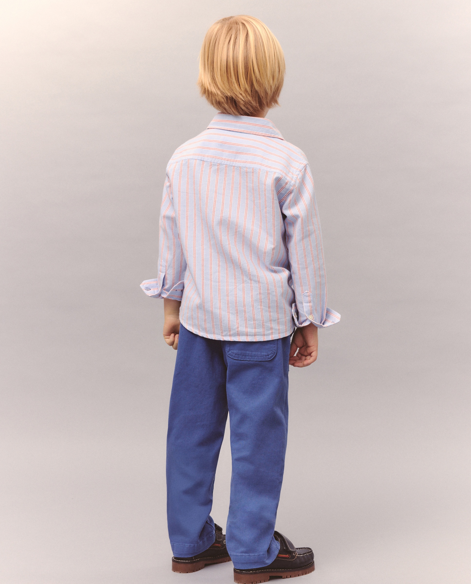 Camisa Oxford com Manga Comprida e Risca Azul-3