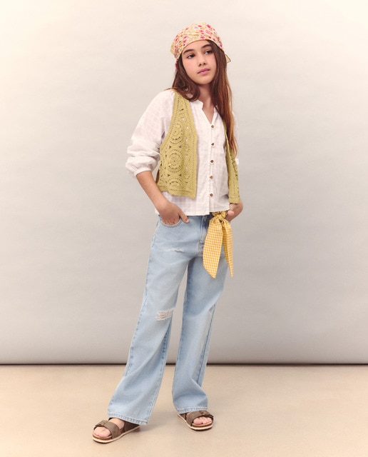 Imagem 0 de Jeans Straight com Contrastes Laterais