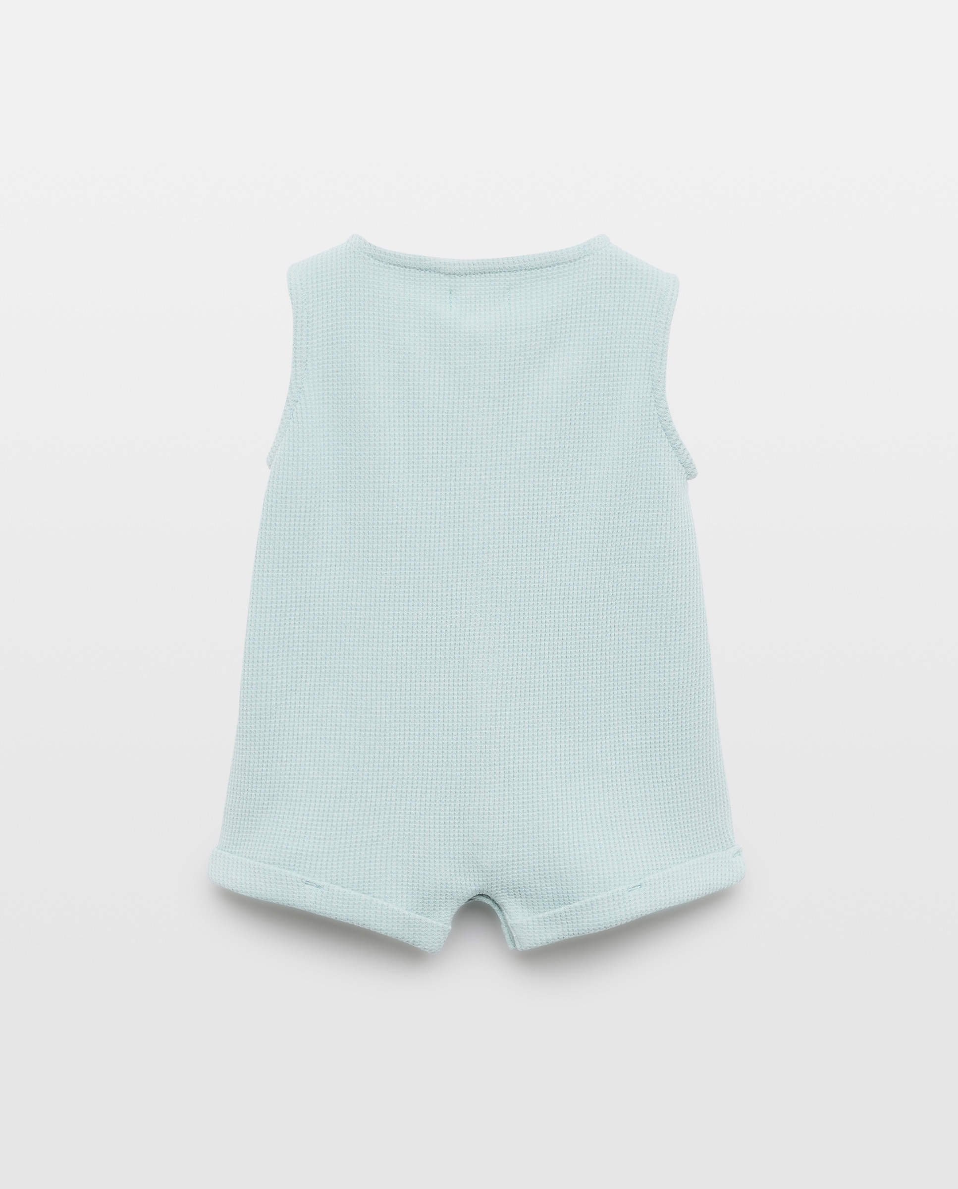 Pijama de bebé waffle sin mangas 582 Verde agua-2