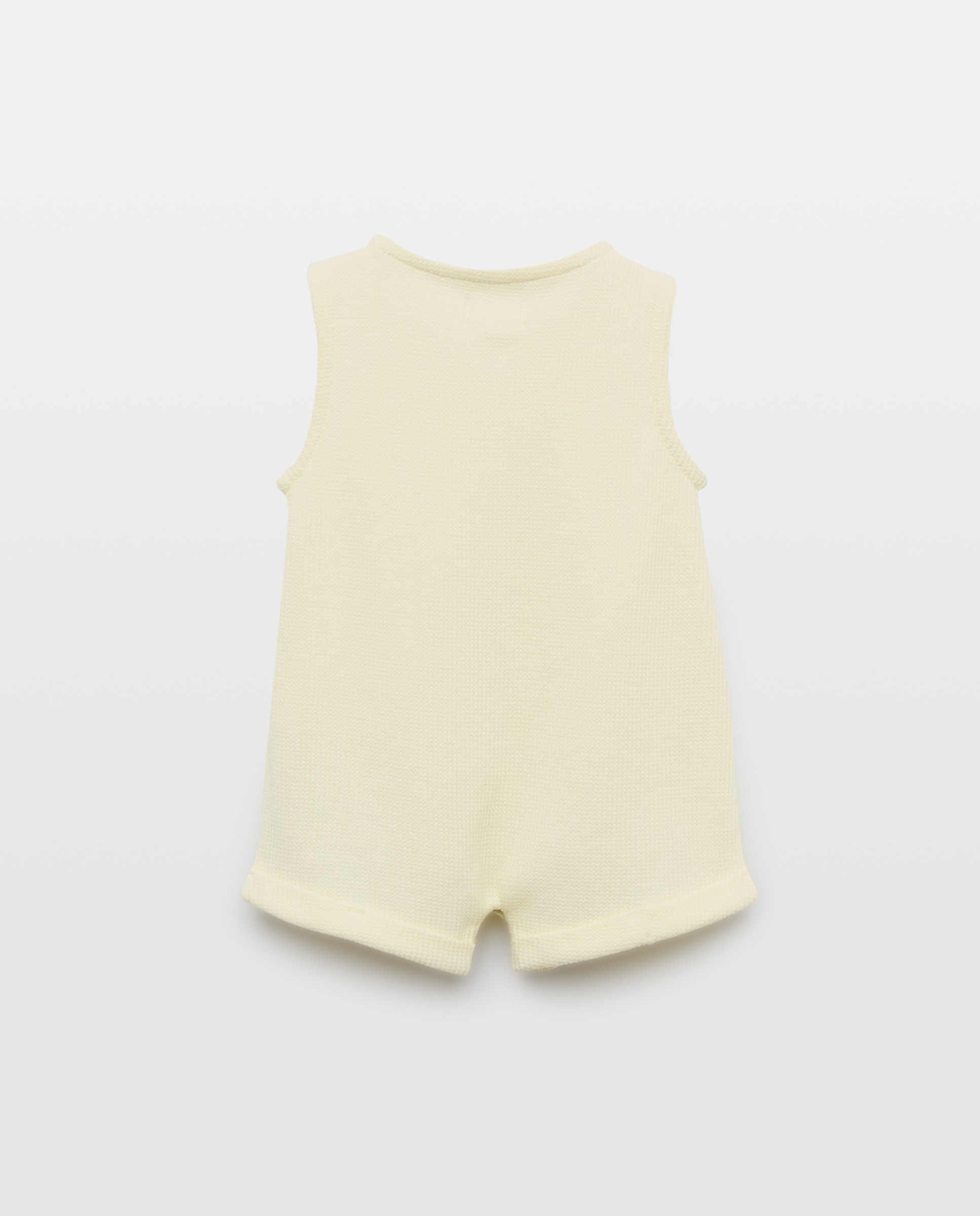 Pijama de bebé waffle sin mangas 310 Amarillo claro-2