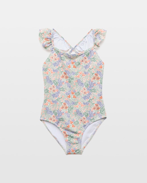 Imagen 0 de Bañador niña volante hombro de flores