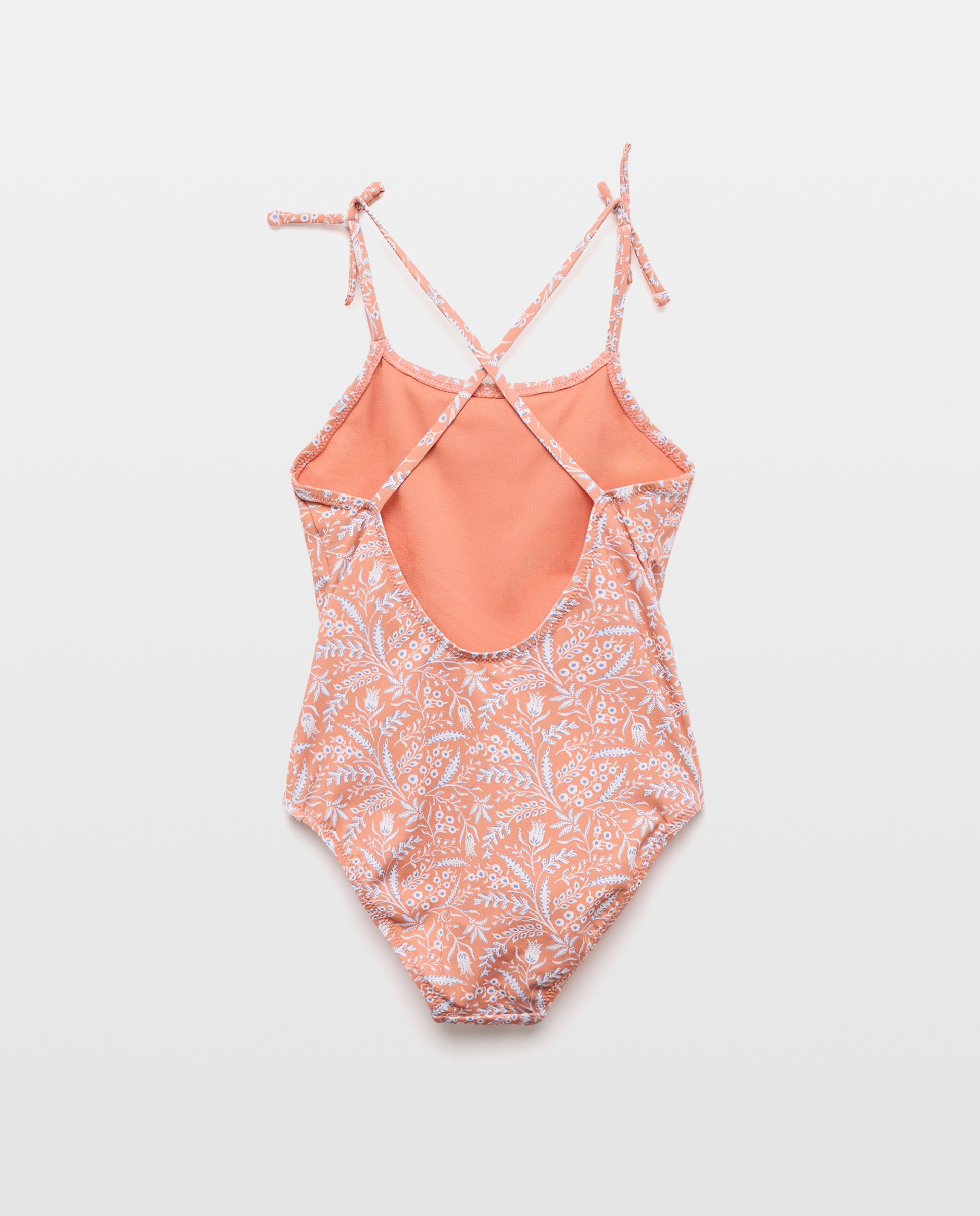 Bañador niña lazos de ramitas Naranja quemado-2
