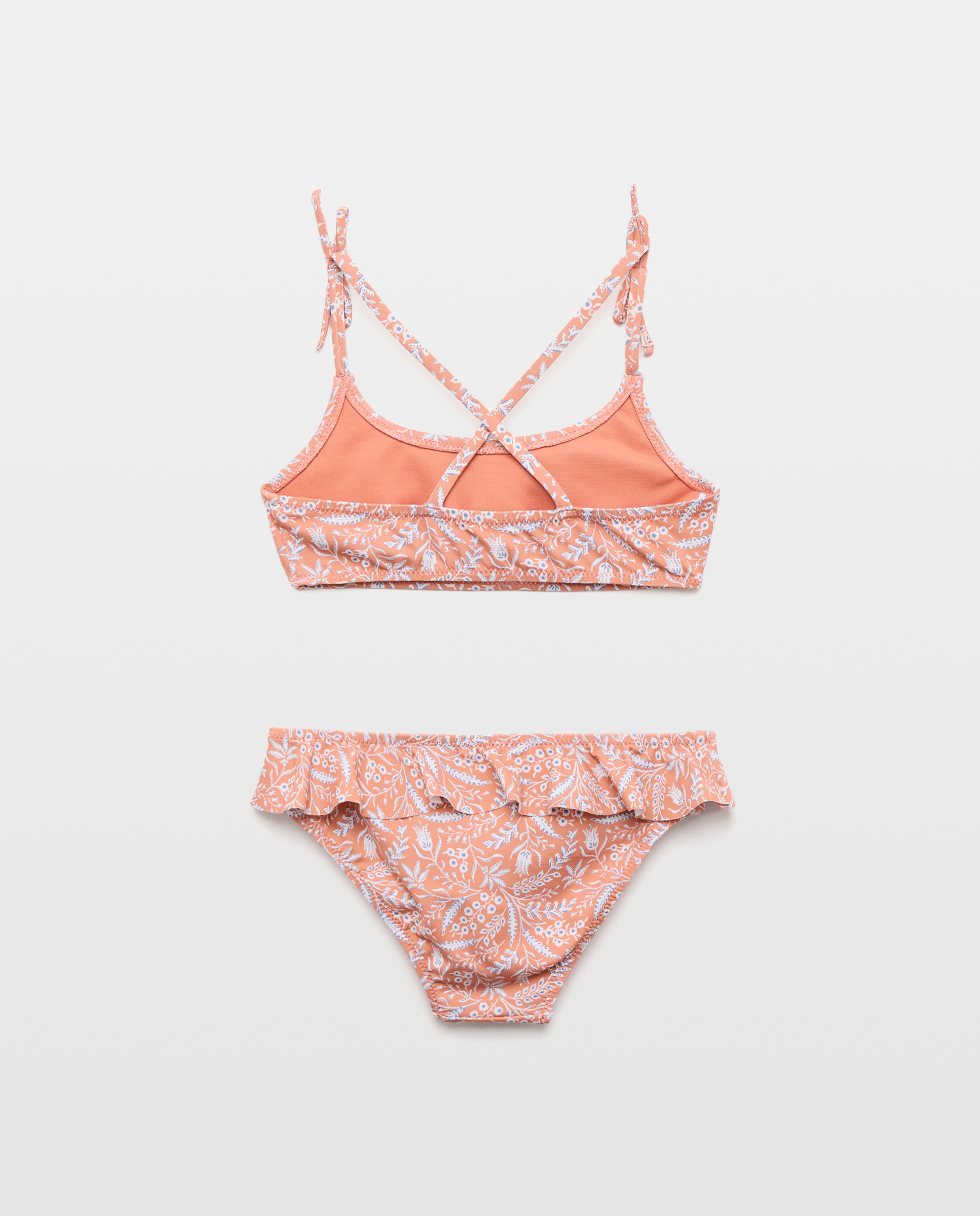 Bikini niña lazos de ramitas Naranja quemado-2