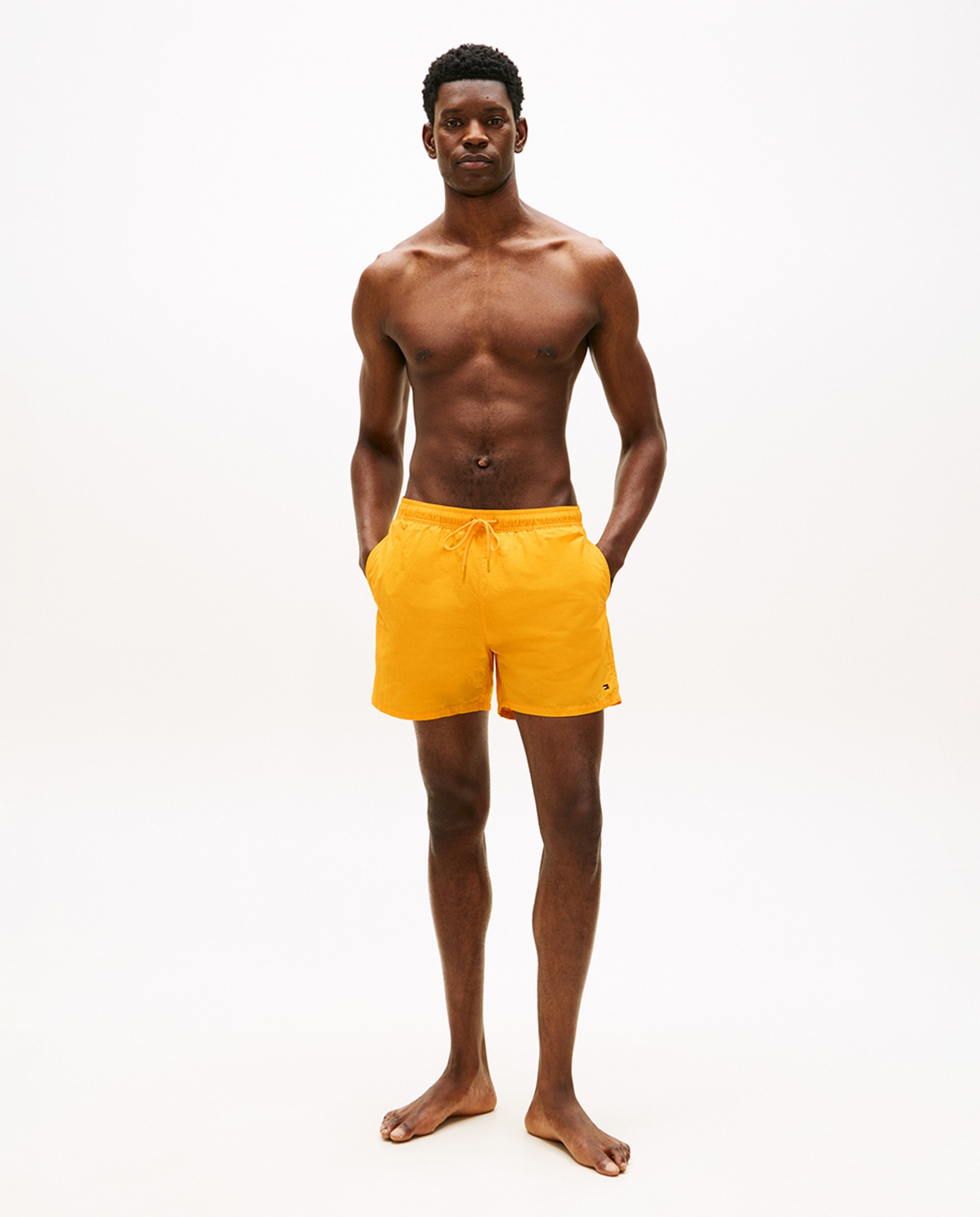 Calções de Banho com Dois Bolsos Laterais e Cintura Ajustável Amarelo-5