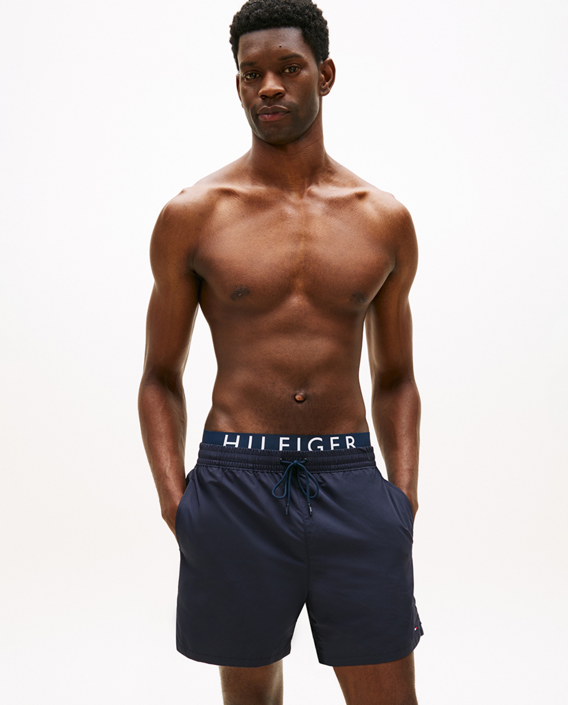 Imagem 0 de Calções de Banho Lisos com Cós Duplo Ajustável