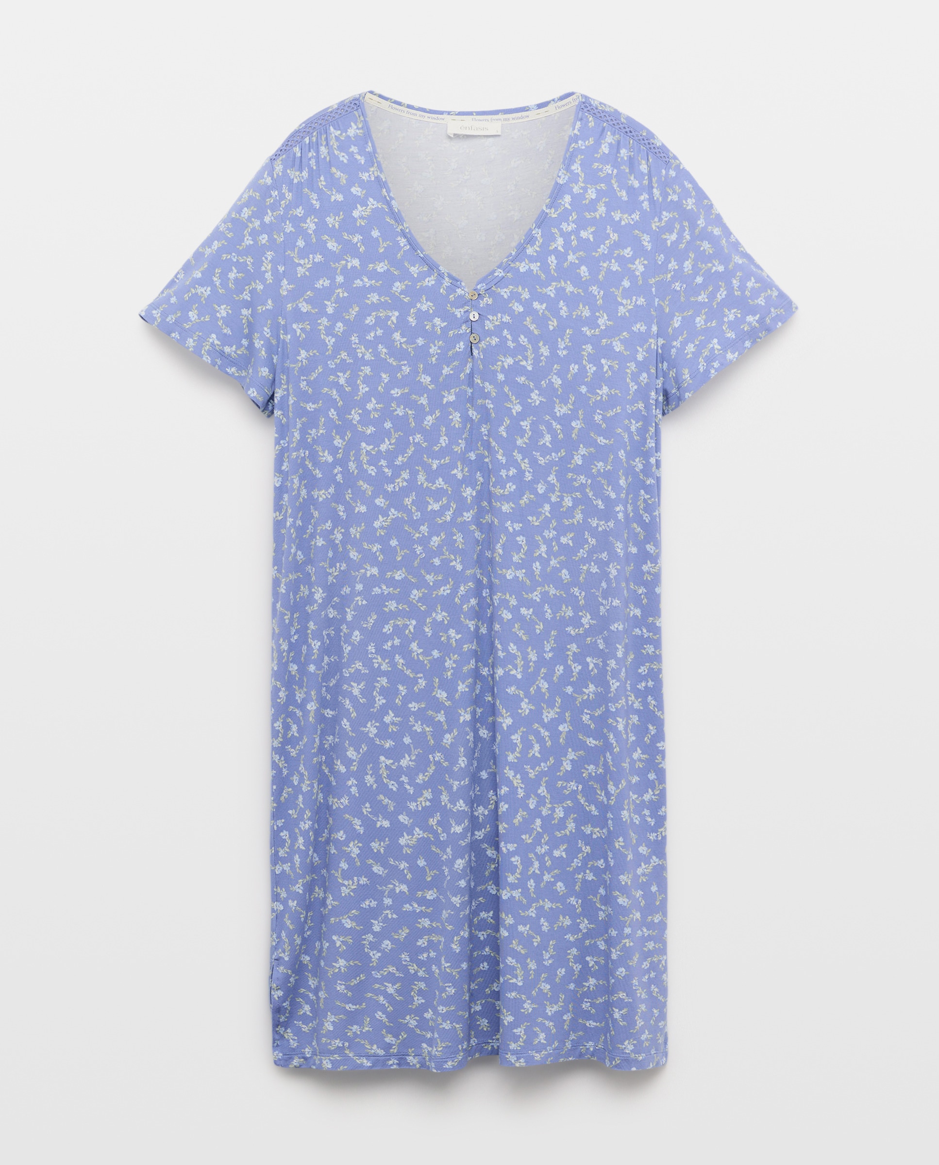 Camisa de Dormir com Estampado de Fantasia Azul-3
