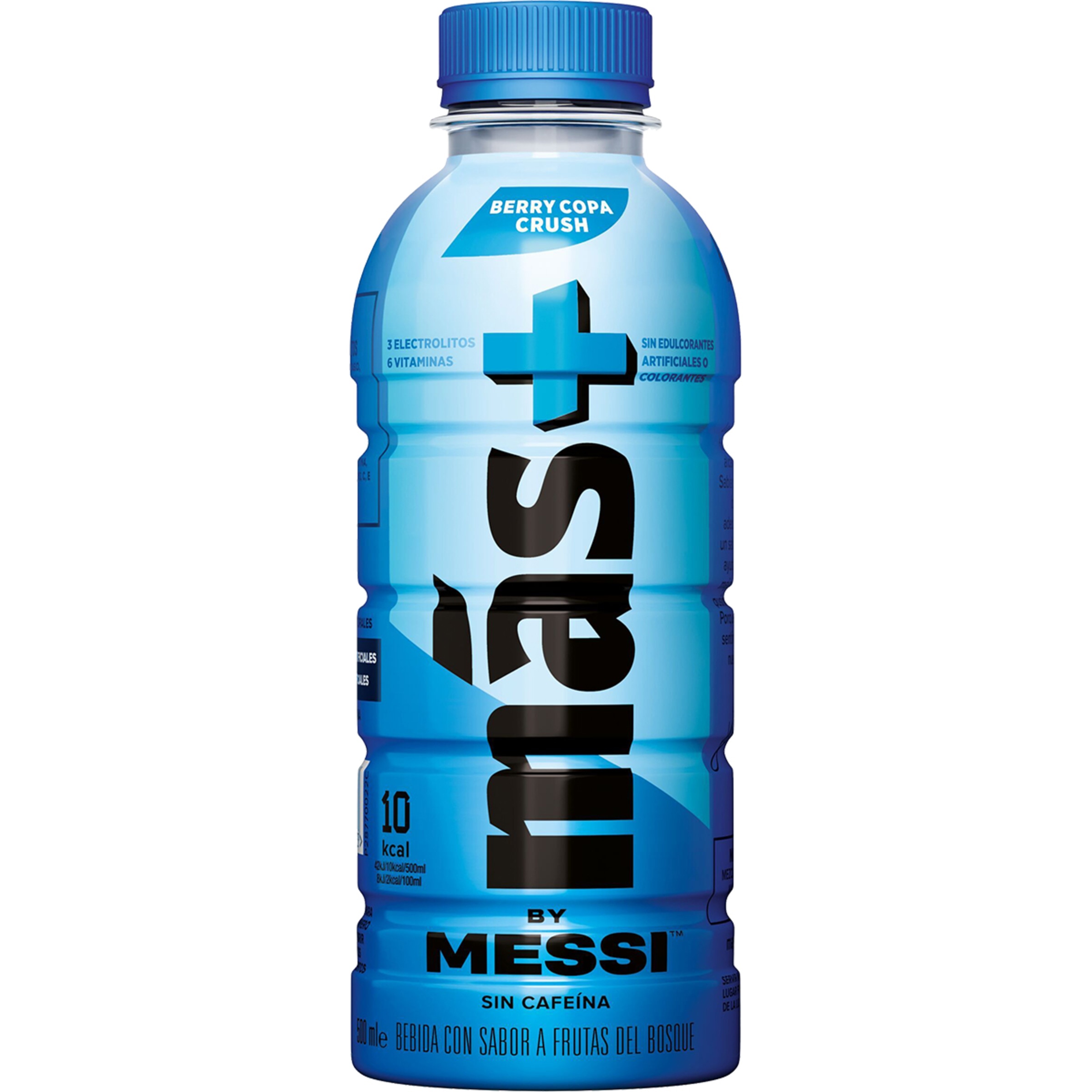 + bebida isotónica by Messi sin cafeína con sabor a frutas del bosque botella 50 cl