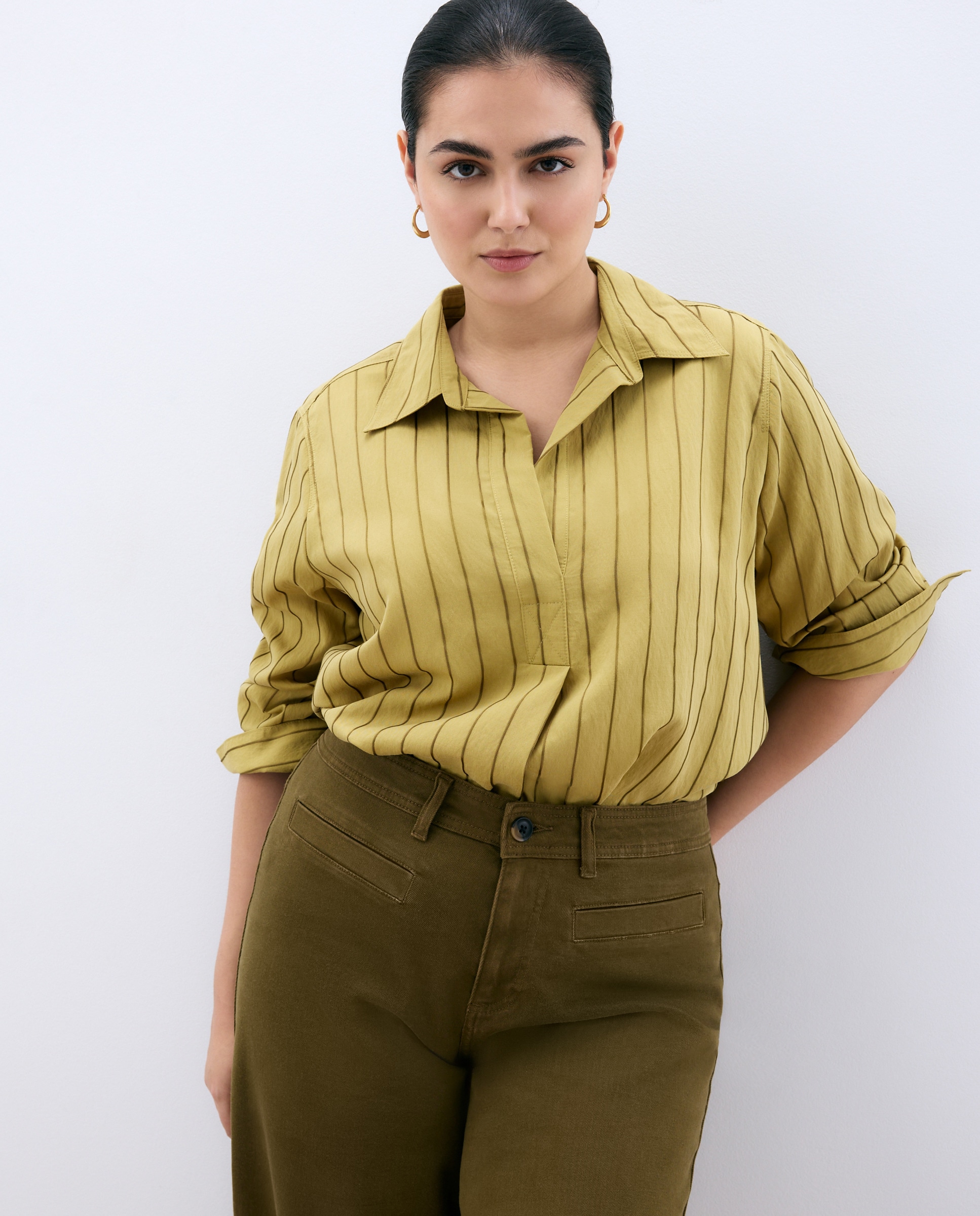 Blusa com Risca em Contraste Verde-1