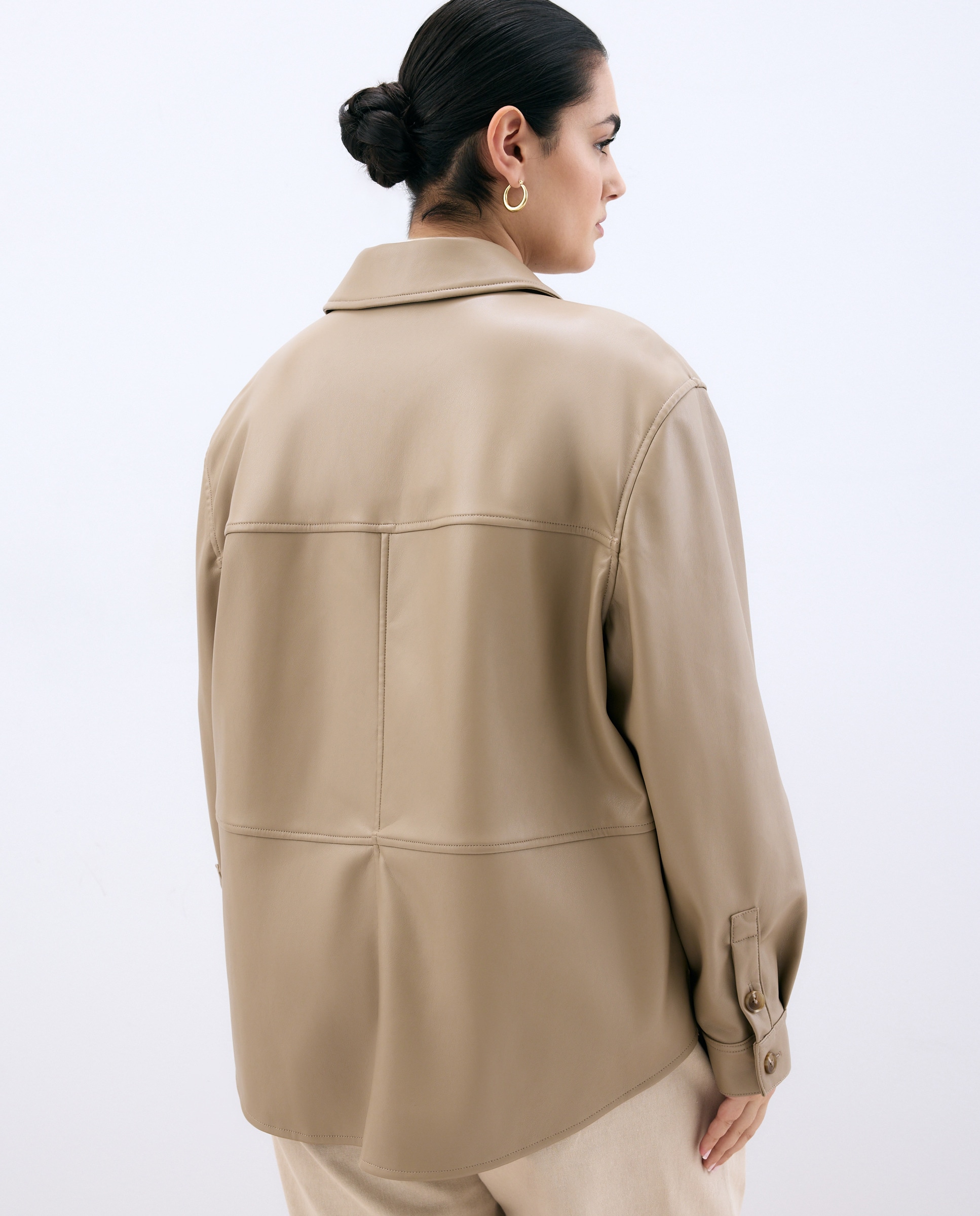 Sobrecamisa com efeito de pele Bege-3