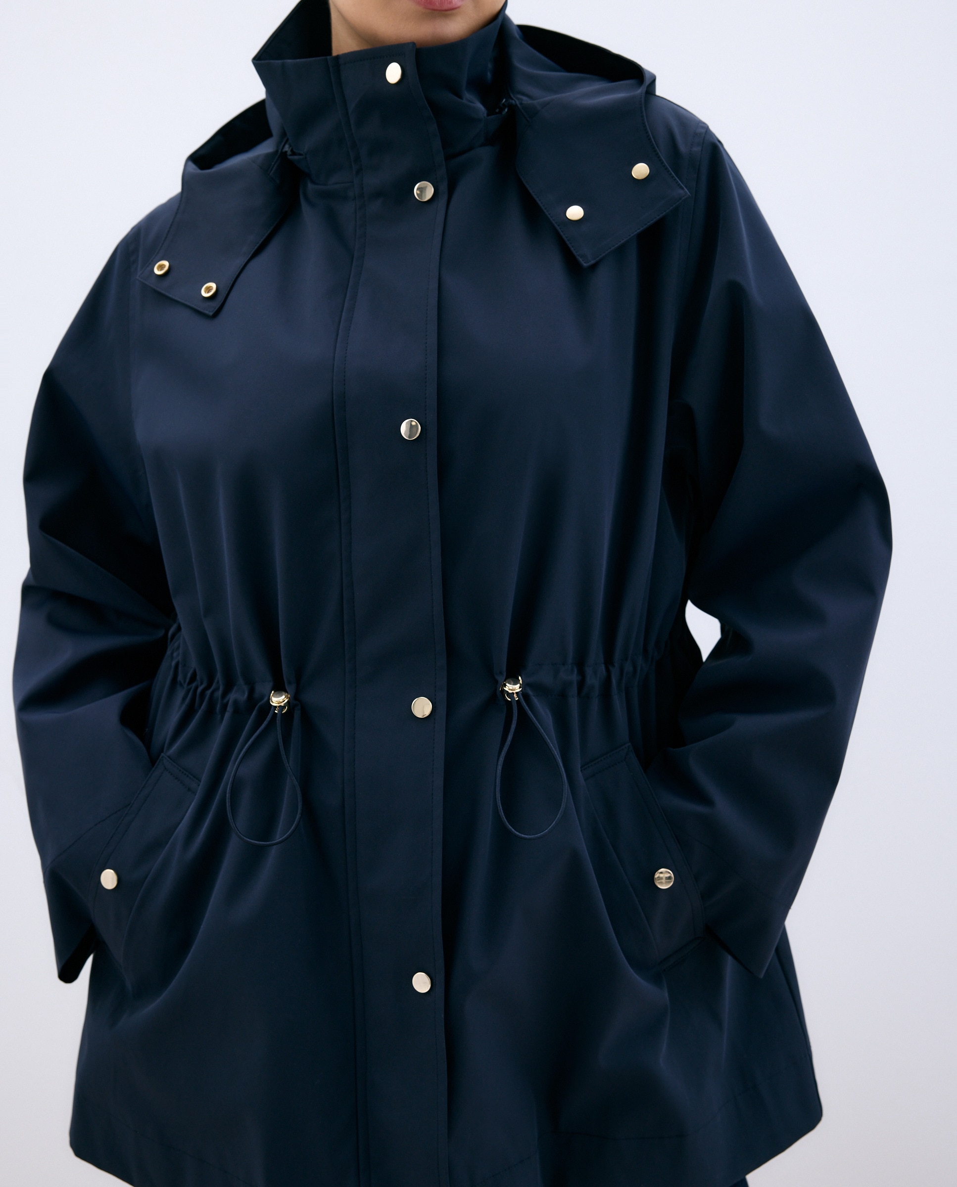 Parka Estilo Náutica com Capuz Azul-marinho-4