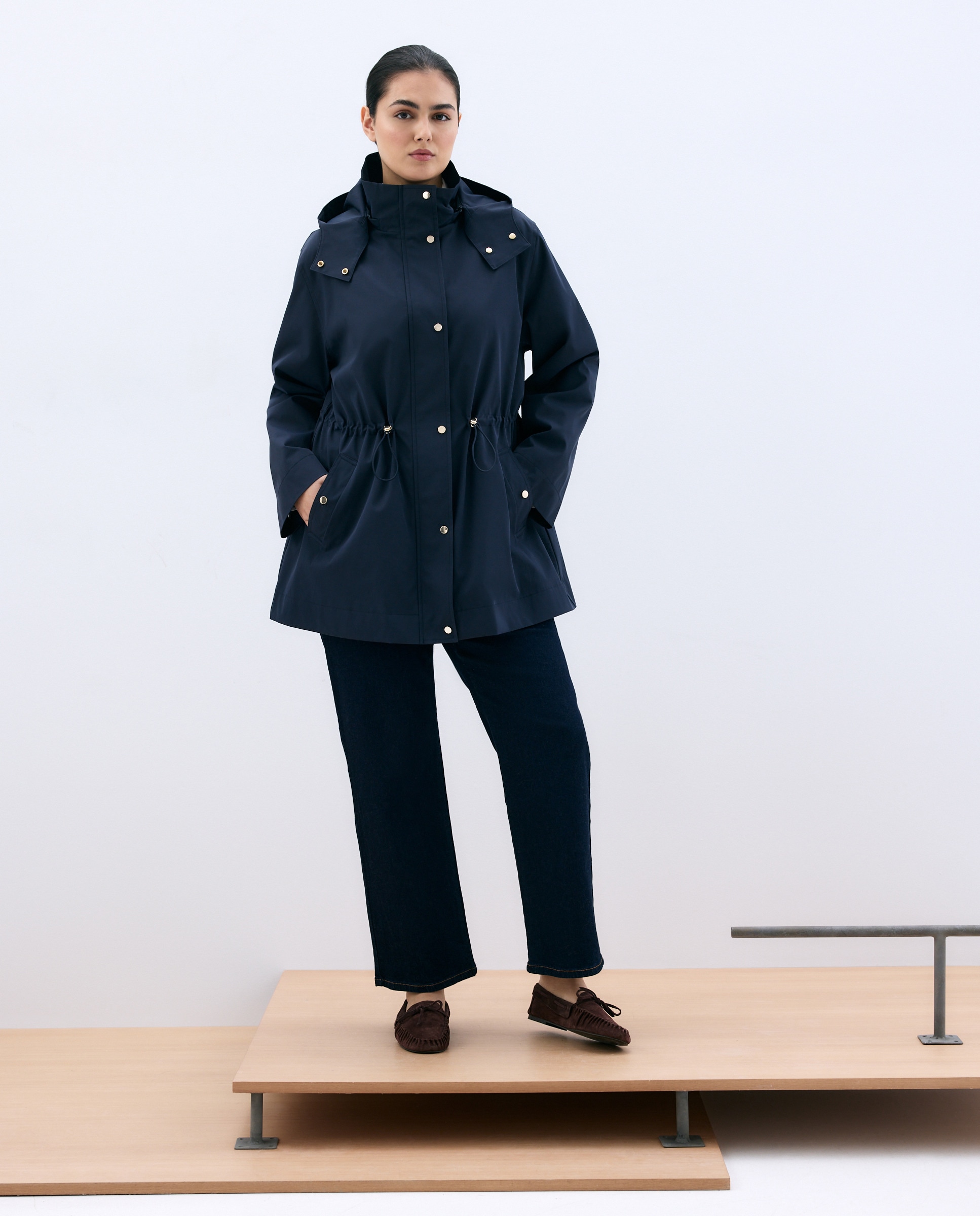 Parka Estilo Náutica com Capuz Azul-marinho-2