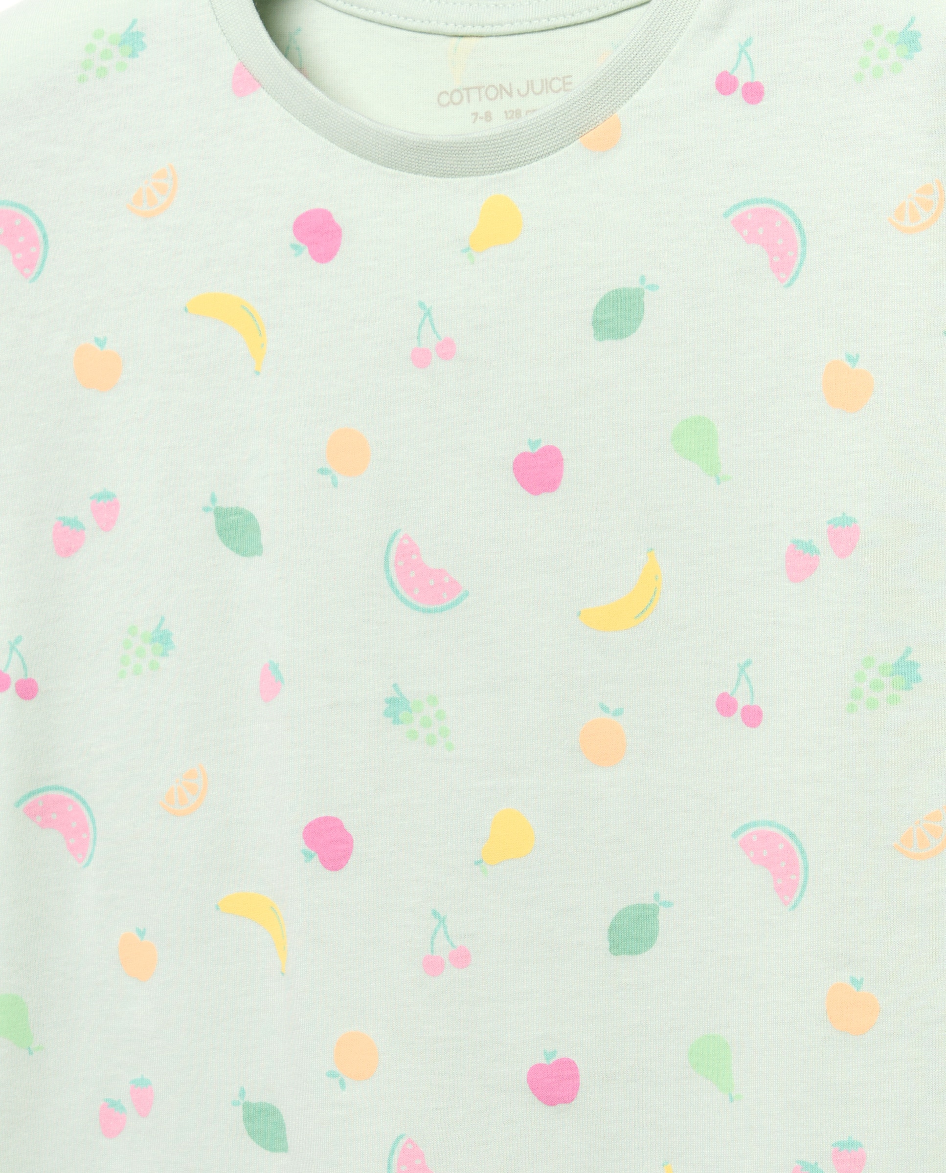 Pijama Curto com Estampado de Frutas Cotton Juice Verde-5