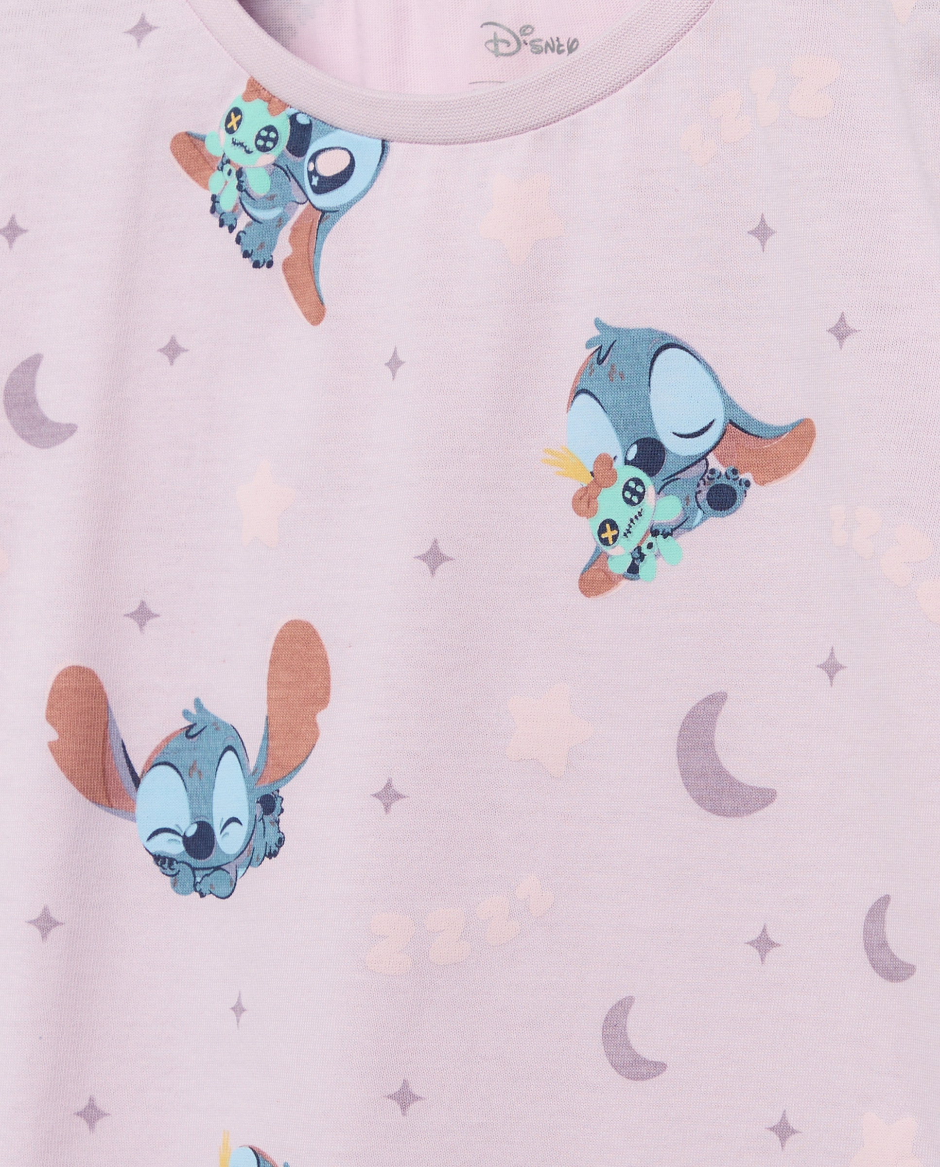 Pijama de Malha Curto Lilo & Stitch Rosa-5