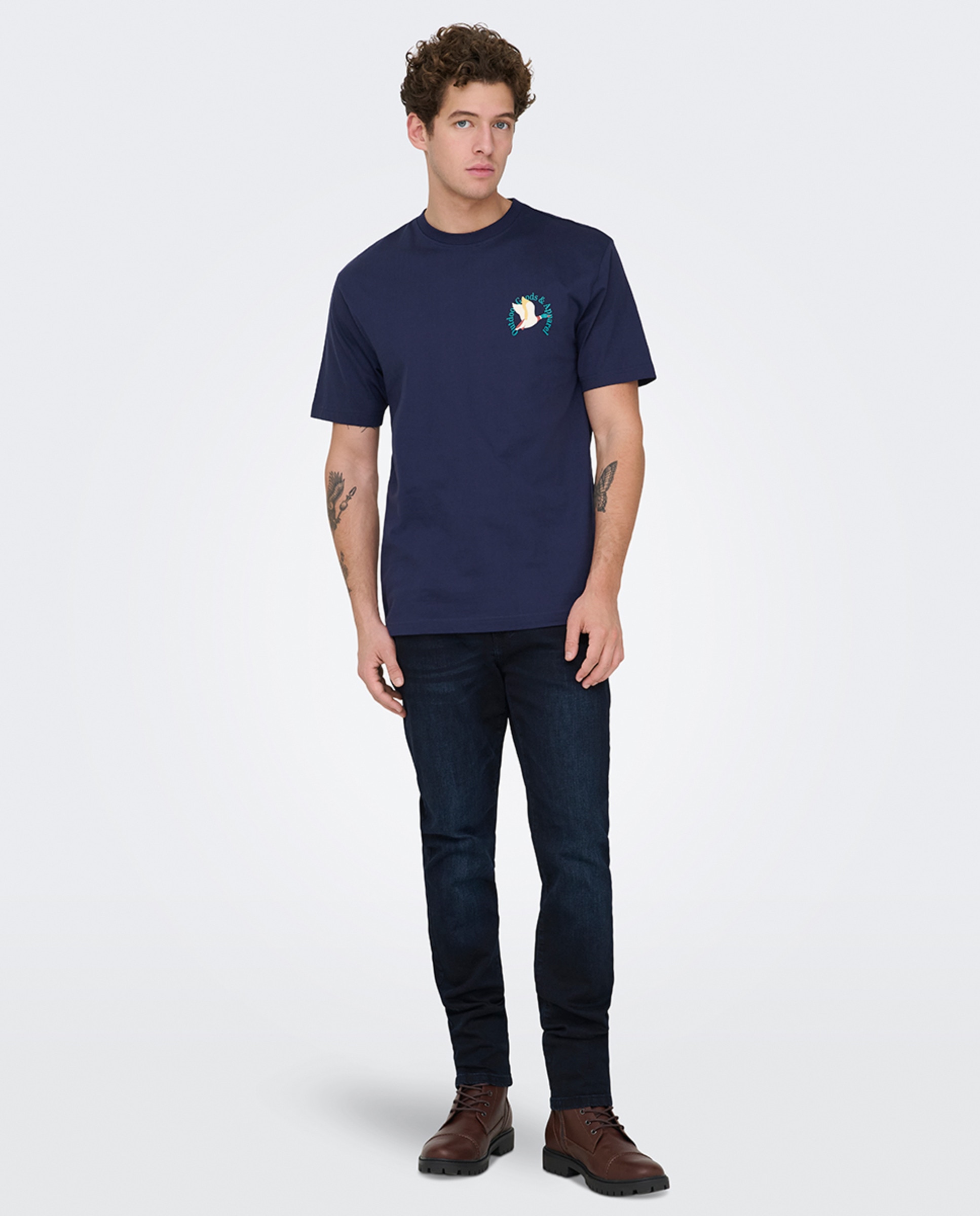 T-shirt Relaxed Fit 100% Algodão Orgânico com Manga Curta Azul-marinho-6