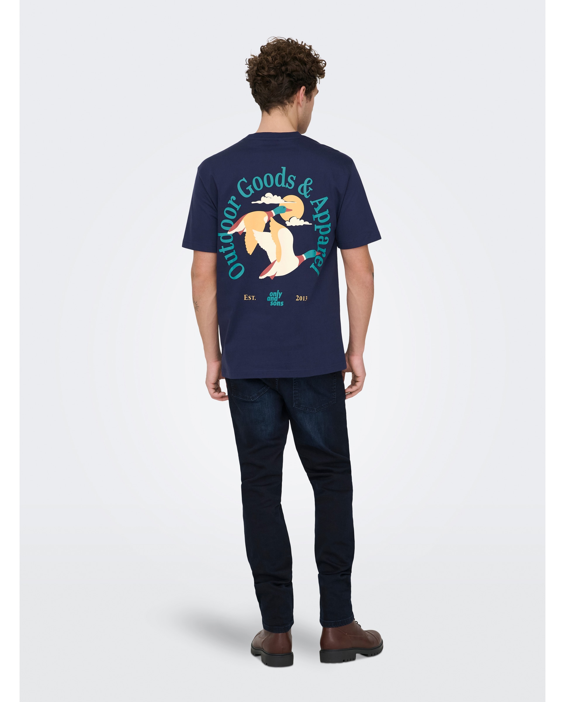 T-shirt Relaxed Fit 100% Algodão Orgânico com Manga Curta Azul-marinho-3