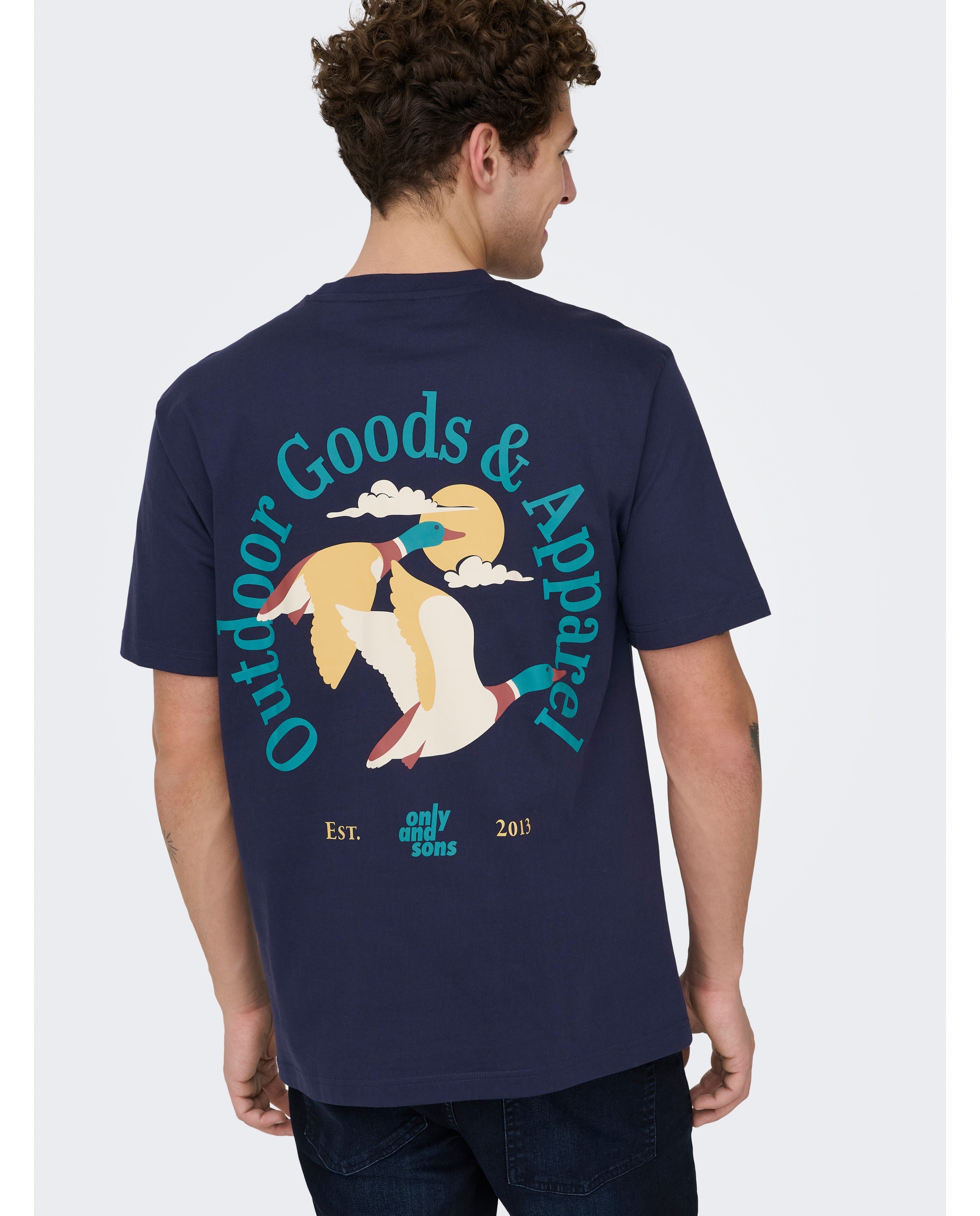 T-shirt Relaxed Fit 100% Algodão Orgânico com Manga Curta Azul-marinho-2