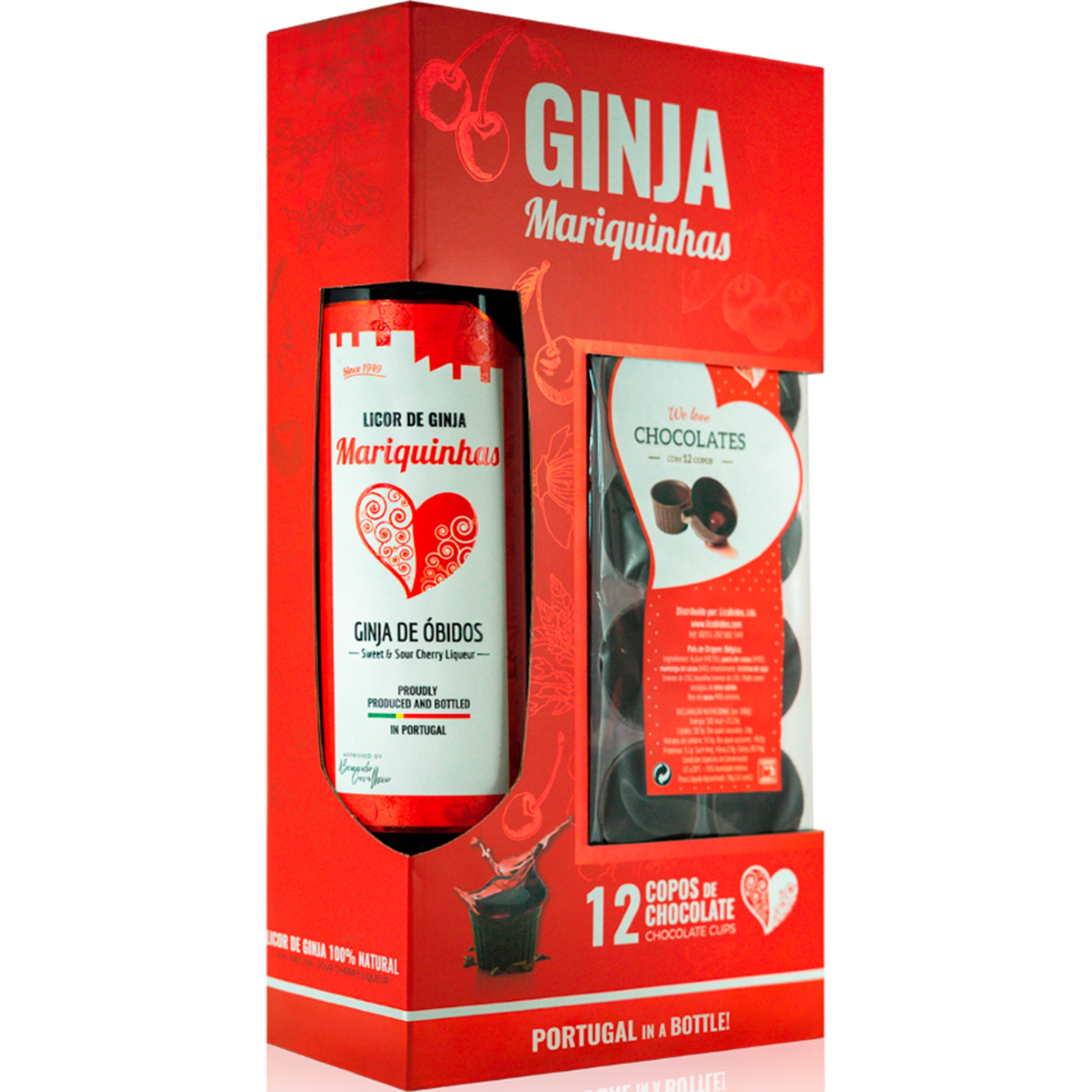 Licor de Ginja de Óbidos Pack Oferta de 1 Garrafa de Água Tónica + 1 Copo