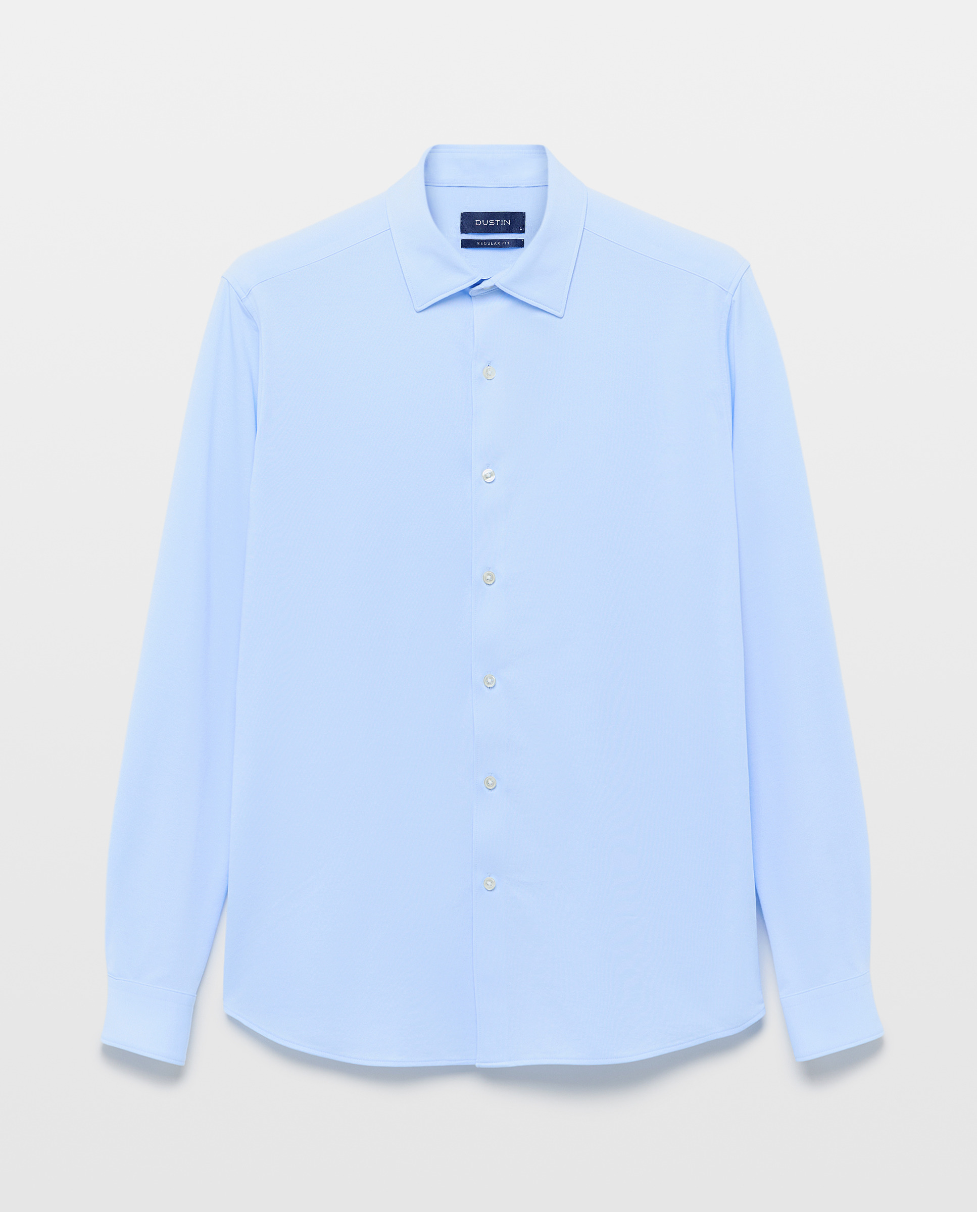 Camisa Clássica de Malha Regular Fit com Manga Comprida Azul-claro-4