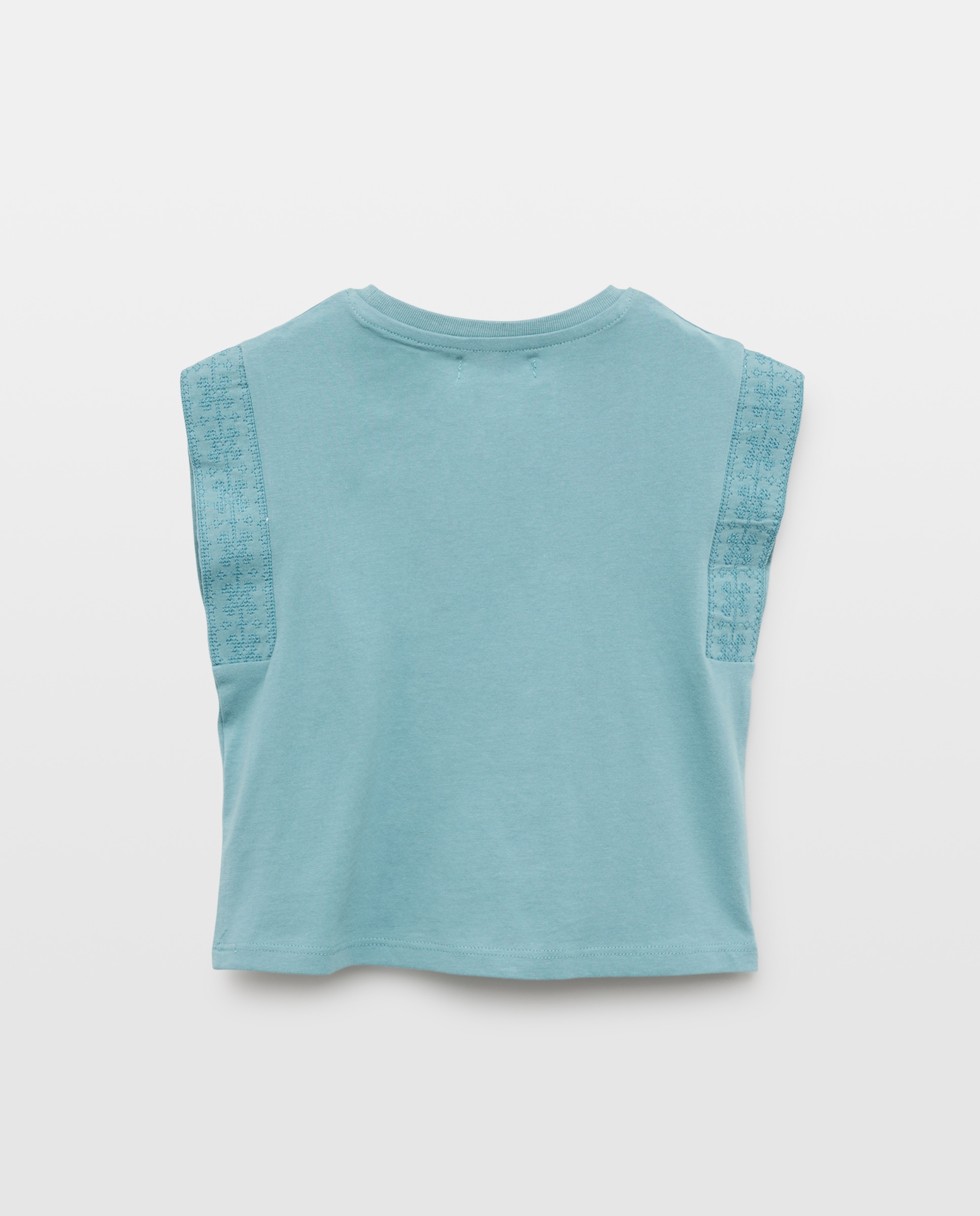 Camiseta niña punto de cruz Verde Pato-2
